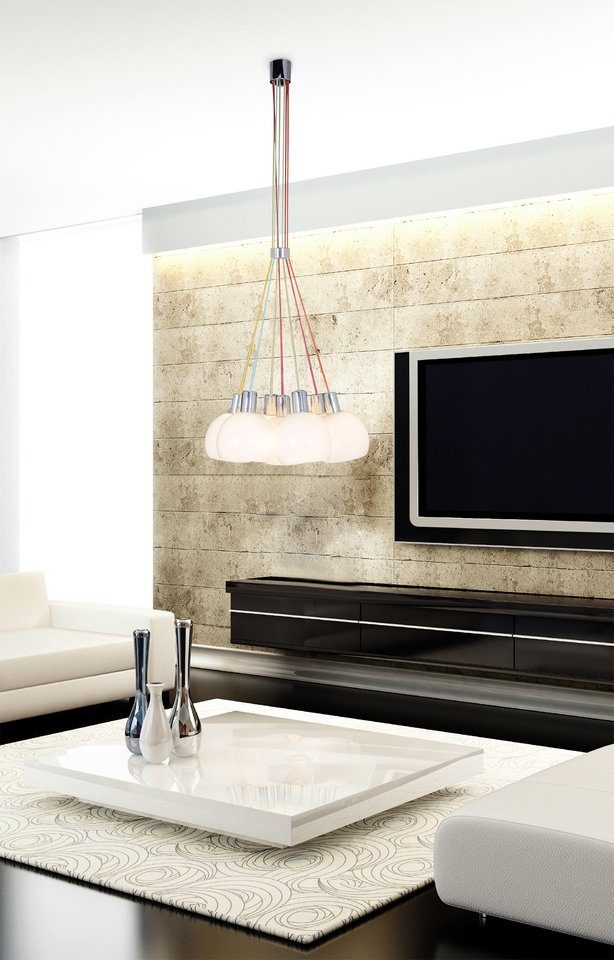 näve Pendelleuchte Rainbow-Bowl, ohne Leuchtmittel, E14 max. 40W, Metall/Glas, chrom/weiß/bunt, l: 120cm