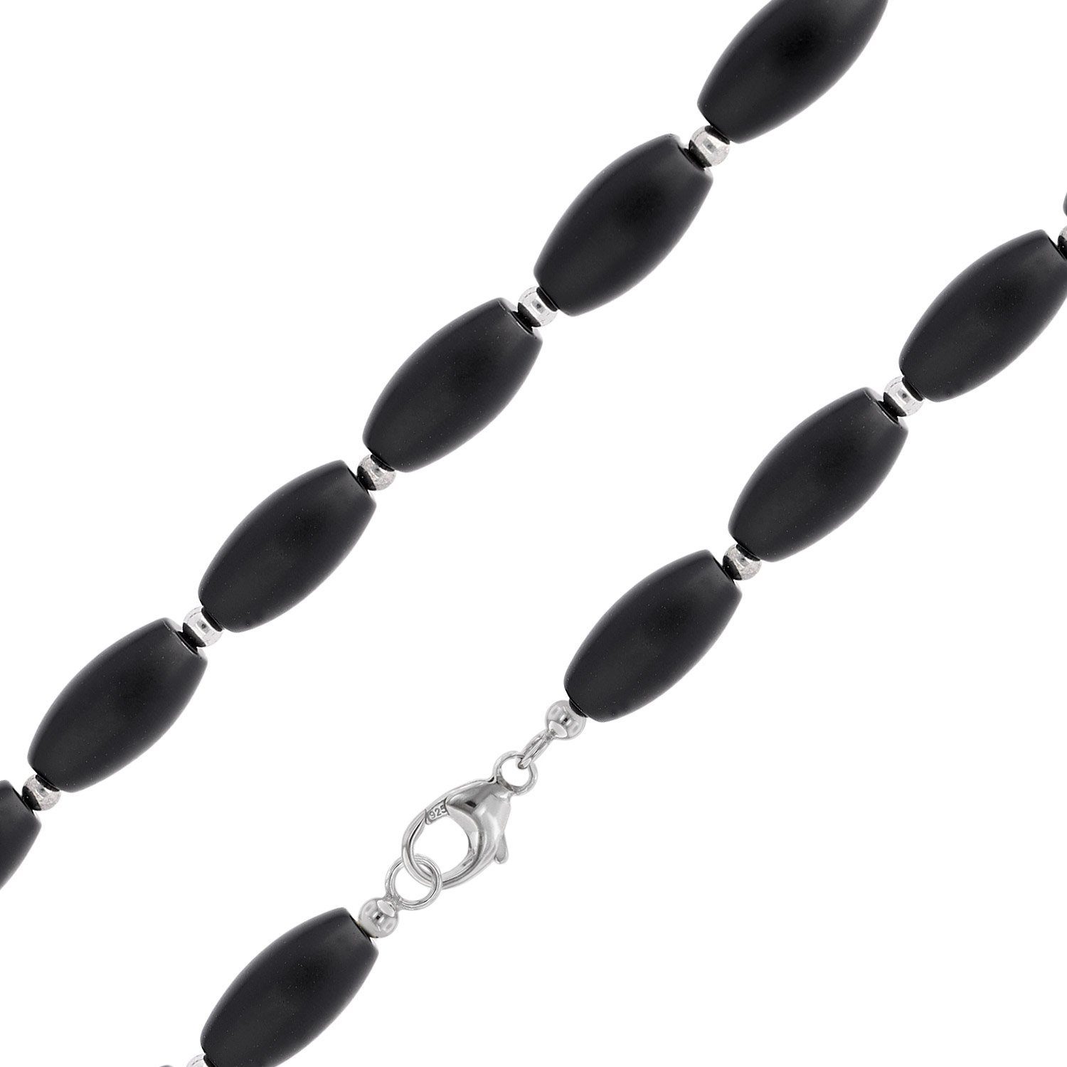 trendor Perlenkette Onyx und Silber 925 Länge 50 cm