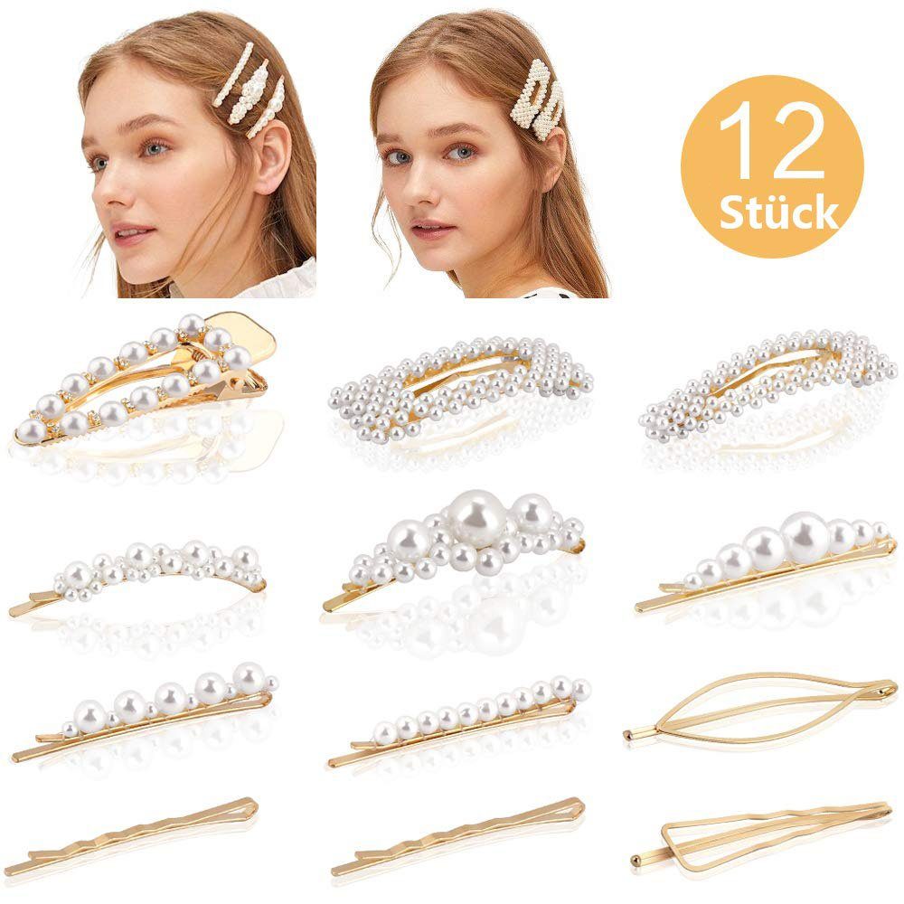 Haiaveng Haarclip eleganten Haarspangen und Mädchen Perlen, Partys, sehr für und Gold schön für Hochzeiten und Damen