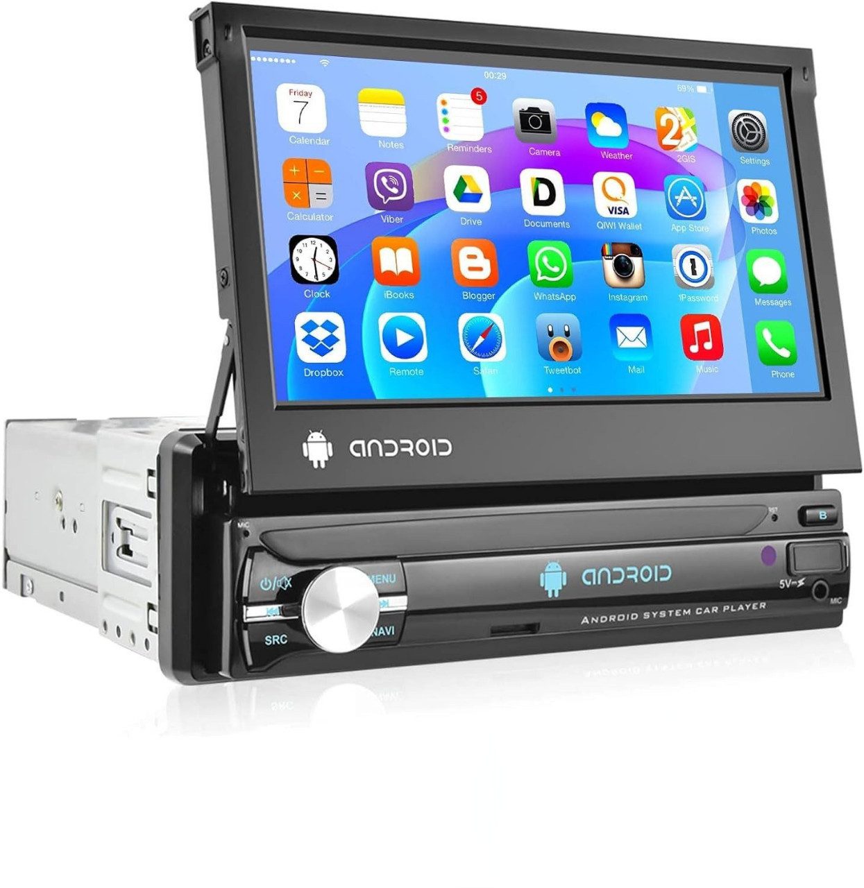 7" 1 DIN Flip Android Autoradio mit GPS Navi WIFI Touchscreen MP5 Autoradio