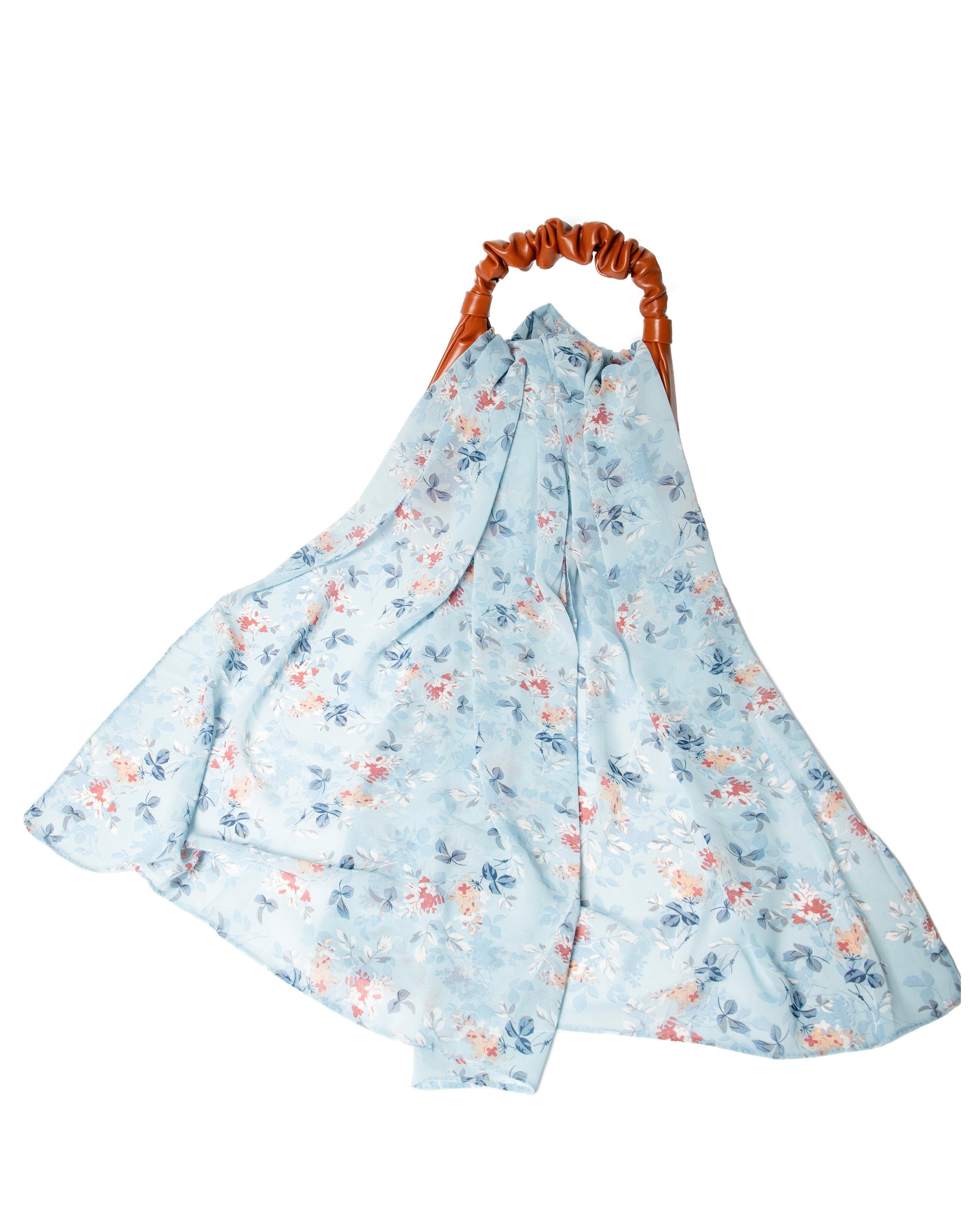 Modeschal Damen 70x180, 1-St), MayTree leichter Sommer Frühling ganzjä, Chiffon (Stück, Millefleurs Chiffonschal sky blue