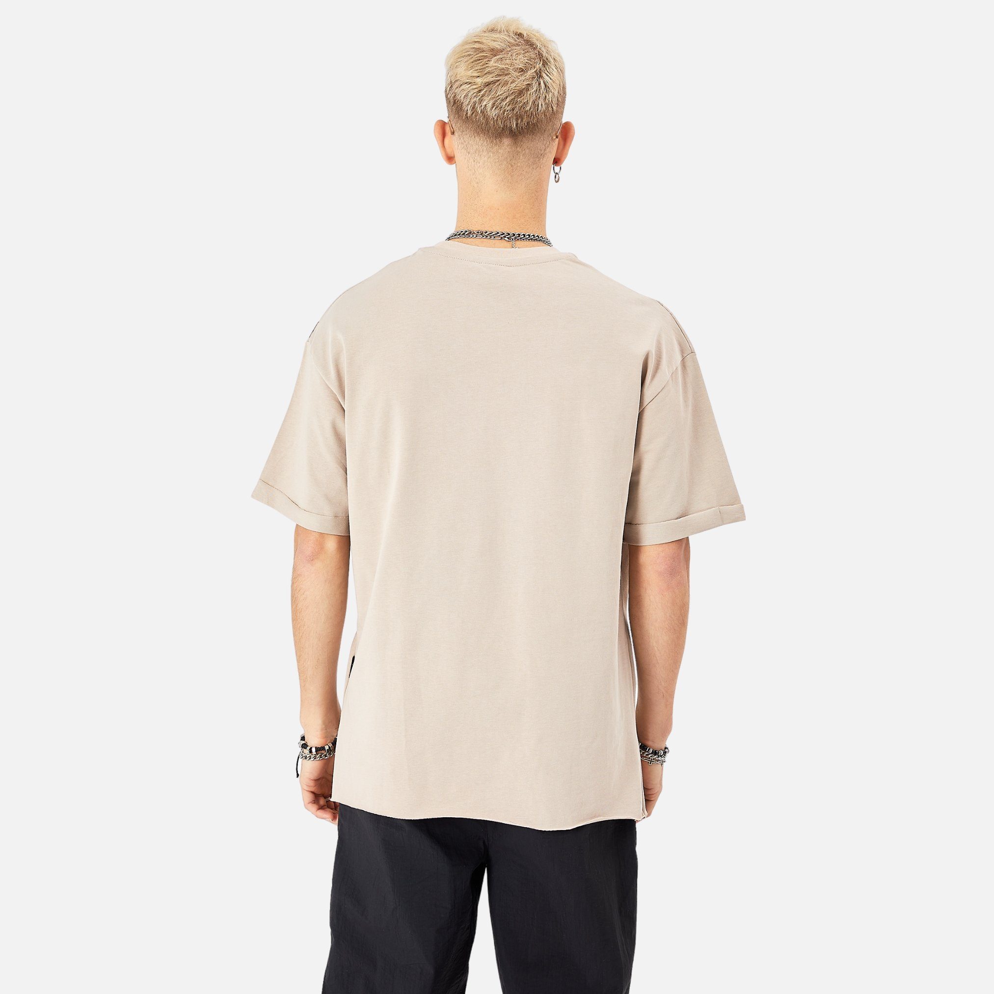 Oversize 320gsm Cotton Casuals T-Shirt Fit T-Shirt ZIP 100% COFI Beige Herren