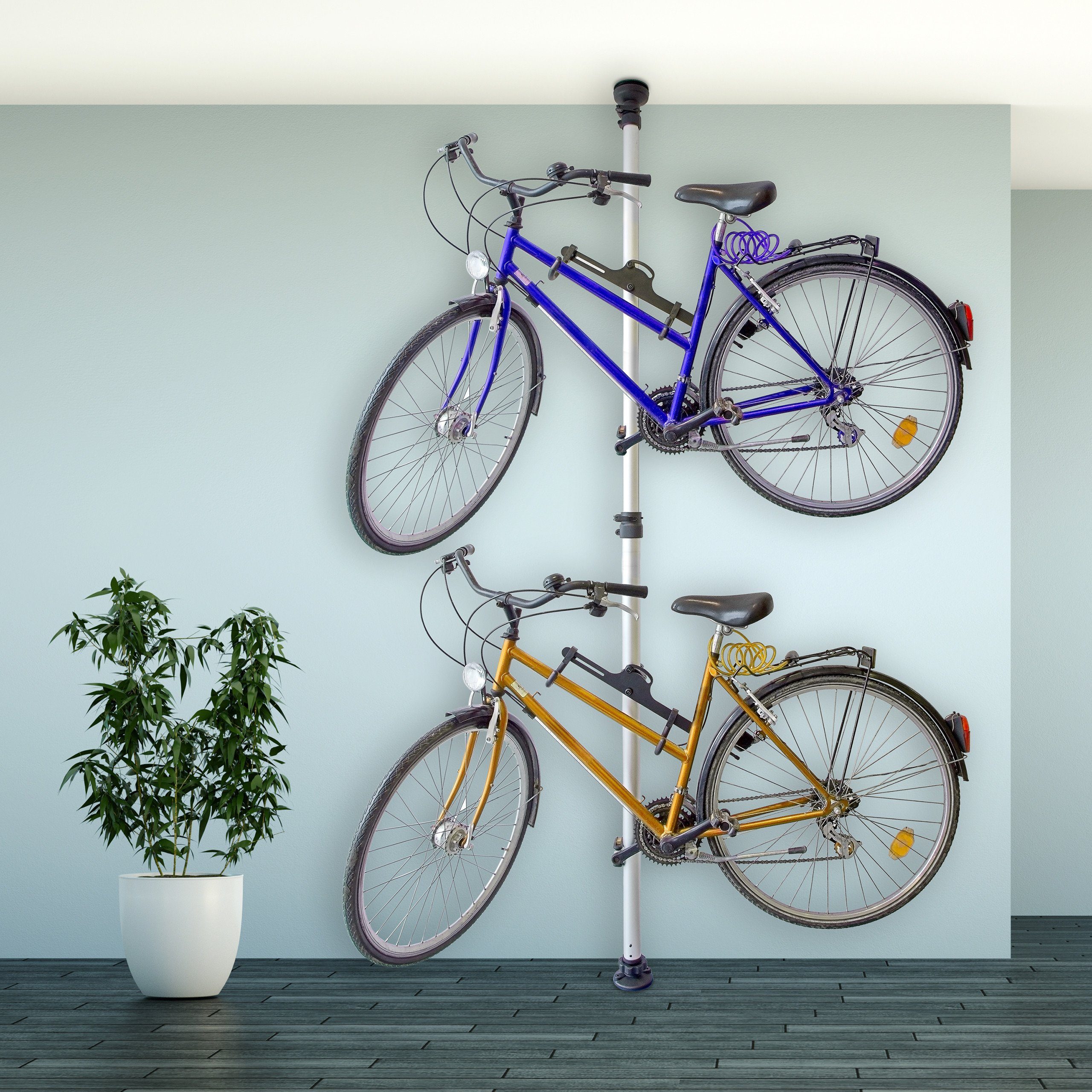 relaxdays Fahrraddeckenhalterung Teleskop Fahrradhalterung für 2 Räder
