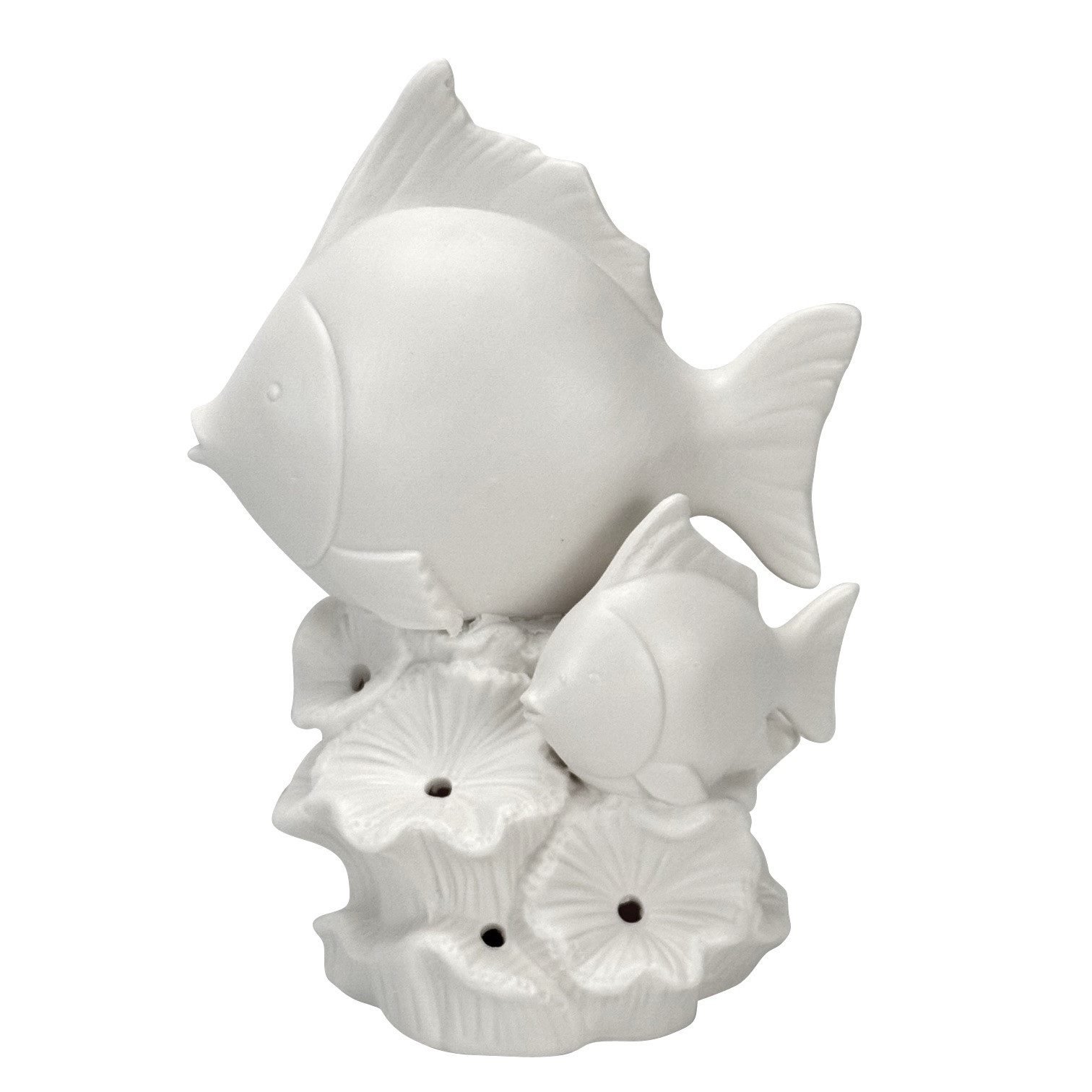 Online-Fuchs Dekofigur 2 Fische und Koralle aus Keramik mit LED-Beleuchtung günstig online kaufen