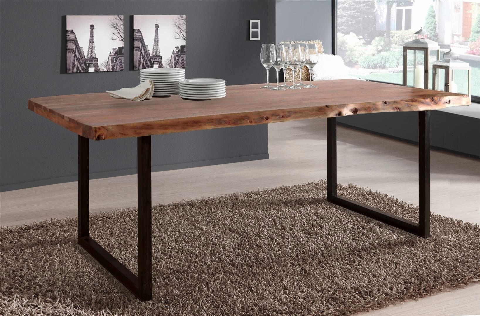 WOLF MÖBEL Esstisch GURU Live edge Esstisch Iron legs 180x90 (180x90x77), G günstig online kaufen