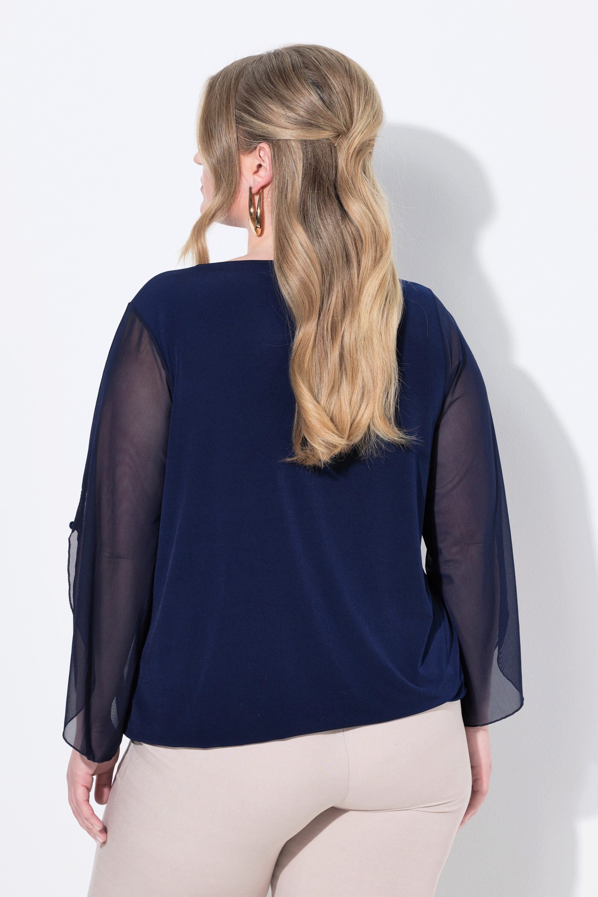 MIAMODA Longbluse Bluse 3/4-Mesh-Ärmel mit Schlitz