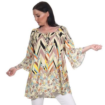 Aurela Damenmode Oversize-Shirt Damen Bluse leichtes Strandshirt sommerliche Tunika angenehmes Baumwollmaterial, Gesamtlänge: 76 - 78cm