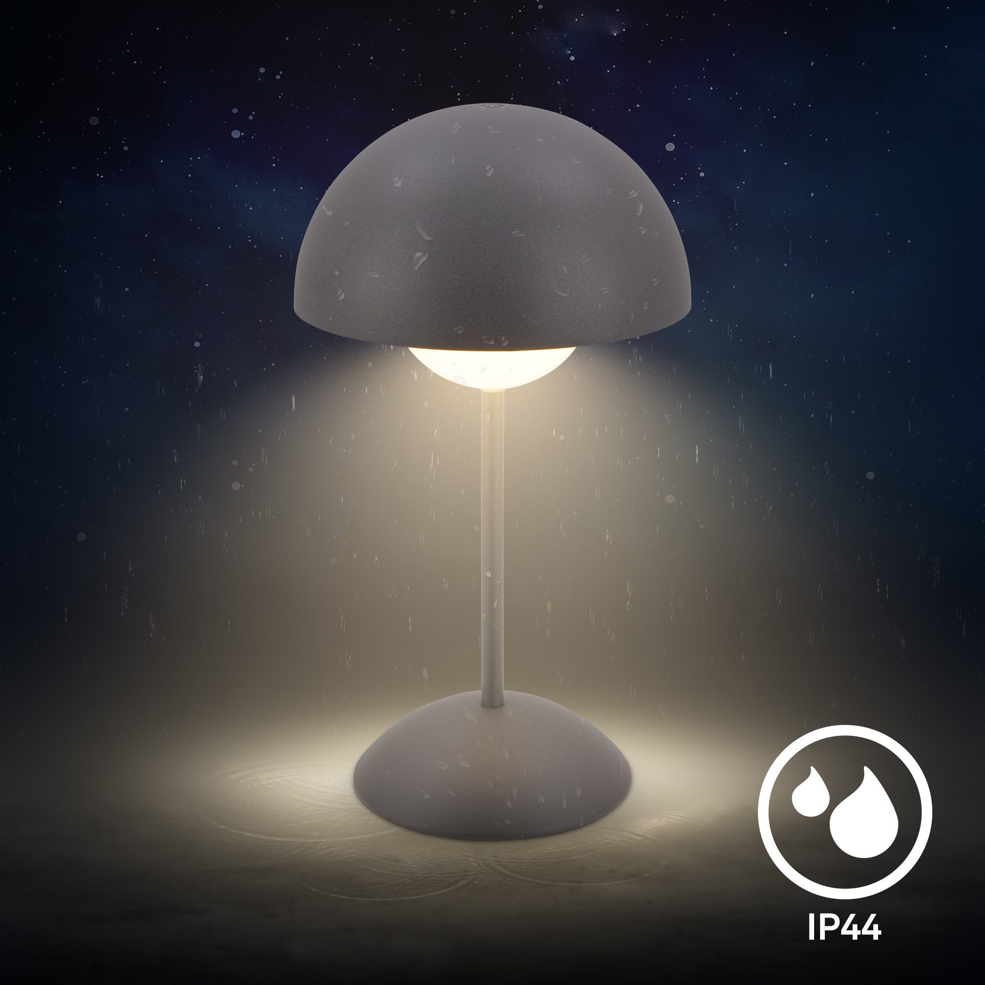 Briloner Leuchten LED Tischleuchte KUGLE Akku kabellos Dimmfunktion Pilzleuchte Balkon Terrasse IP44, LED fest integriert, 16x29 cm Anthrazit 3W Wohnzimmer Nachttisch Indoor/Outdoor