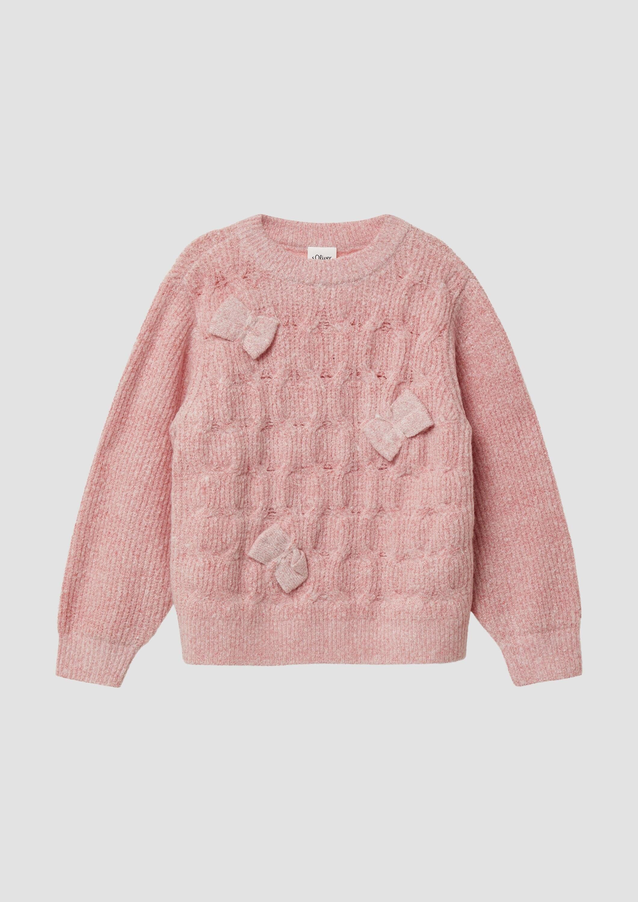 s.Oliver Longpullover Strickpullover Flauschiger Strickpullover mit Schleifen
