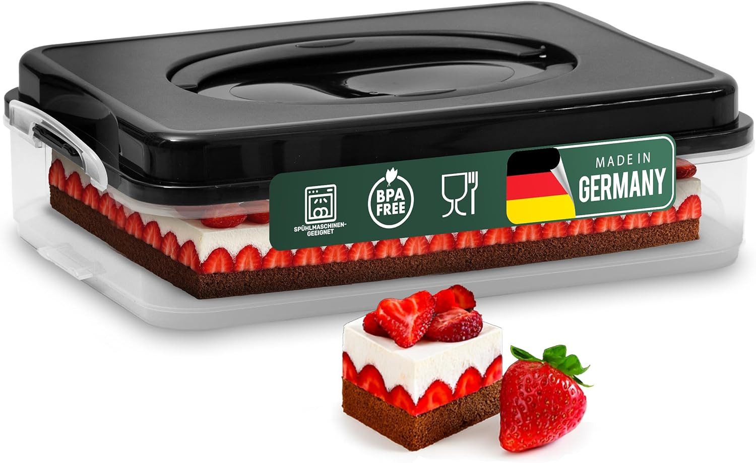 Novaliv Aufbewahrungsbox 31156-31157-3x, Novaliv Kuchen-Transportbox mit drei Etagen und Deckel (Rechteckig 40