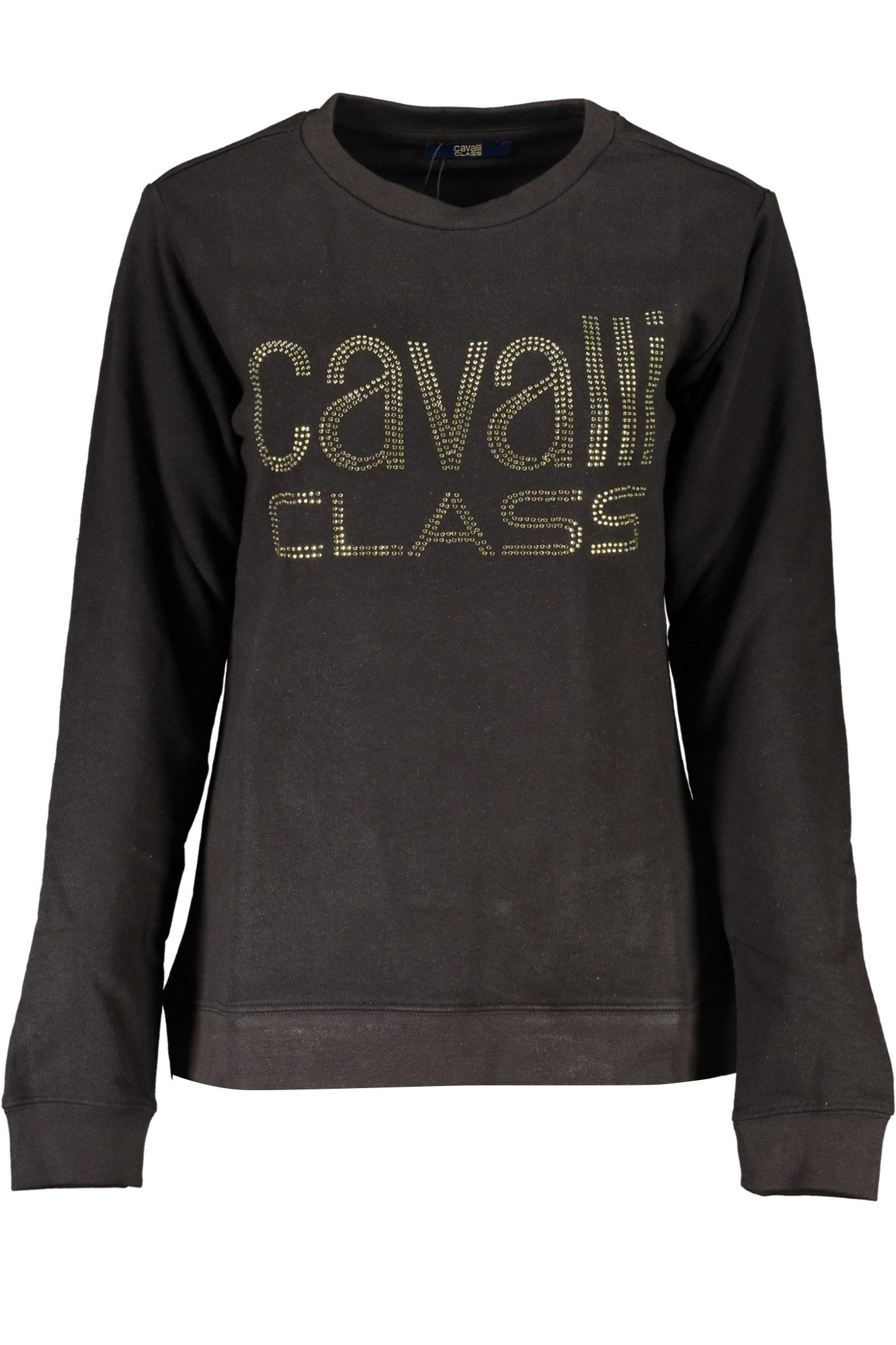 Cavalli Class Sweatshirt Elegantes Damen Schwarz Sweatshirt - Strass &