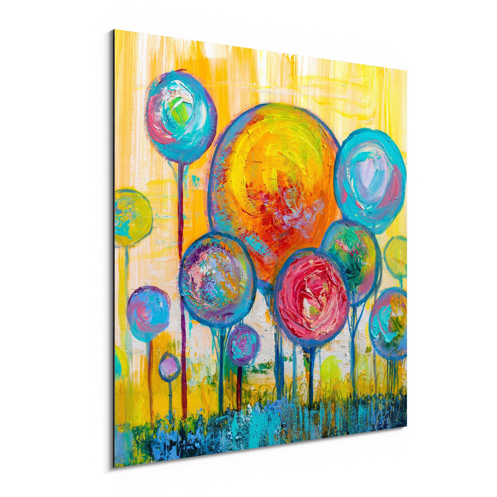 DEQORI Metallbild 'Baumkronen nach Kandinsky', Alu Dibond Bild Aluminium Aluverbundplatte Design Wandbild Aludibond