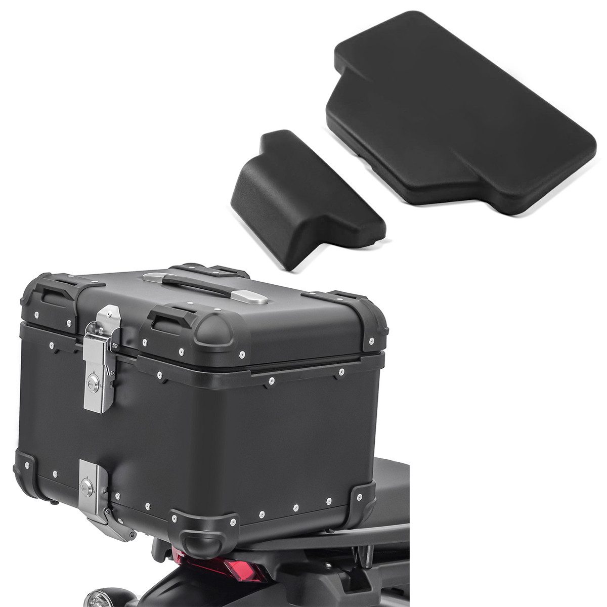 Bagtecs Topcase Set Motorrad Aluminium Topcase 45L + Sozius Rückenpolster # XS45 Alu T