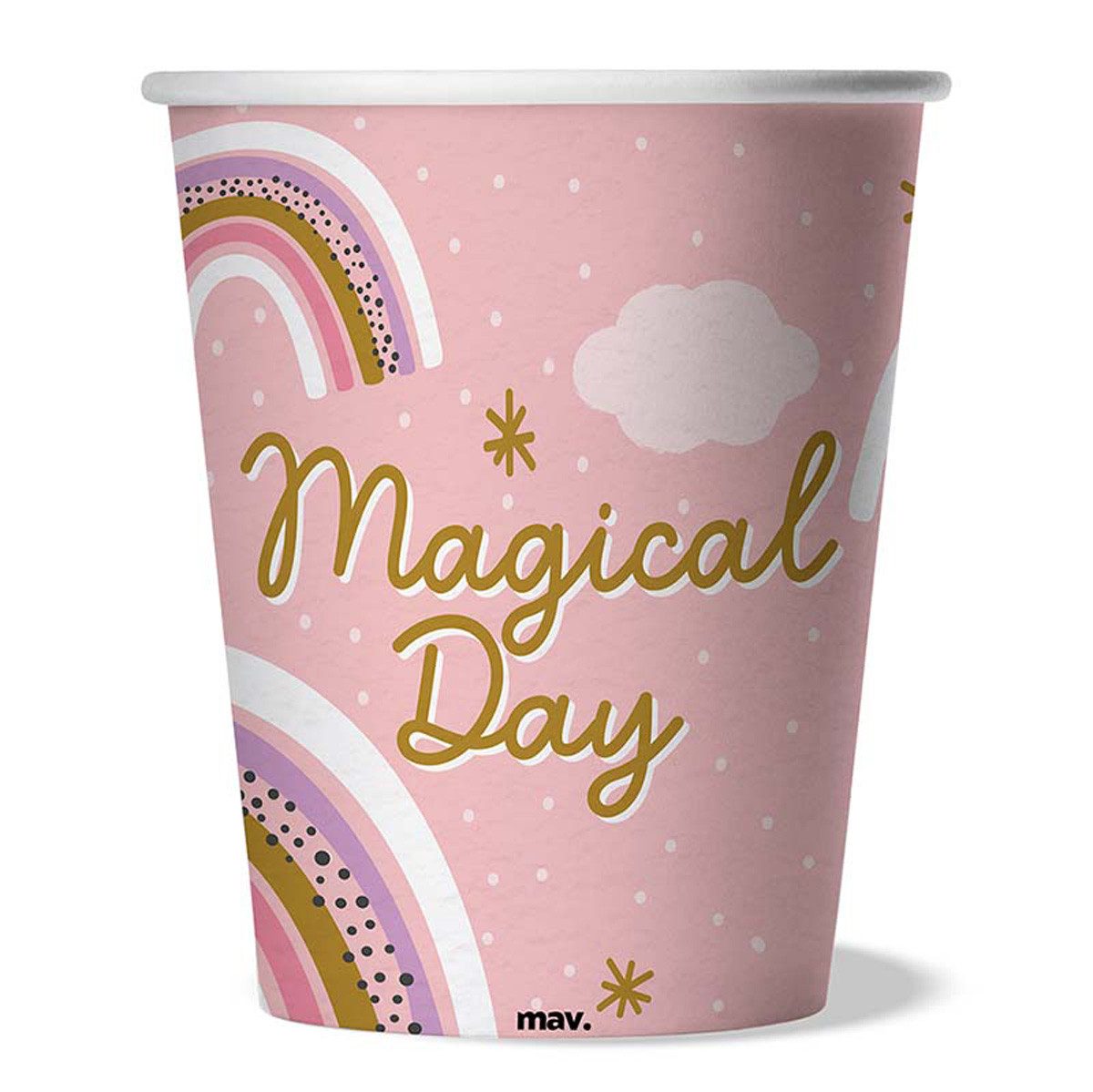 Grabo Einwegbecher Pappbecher Magical Day 200ml/8Stk., Papier, Pappe