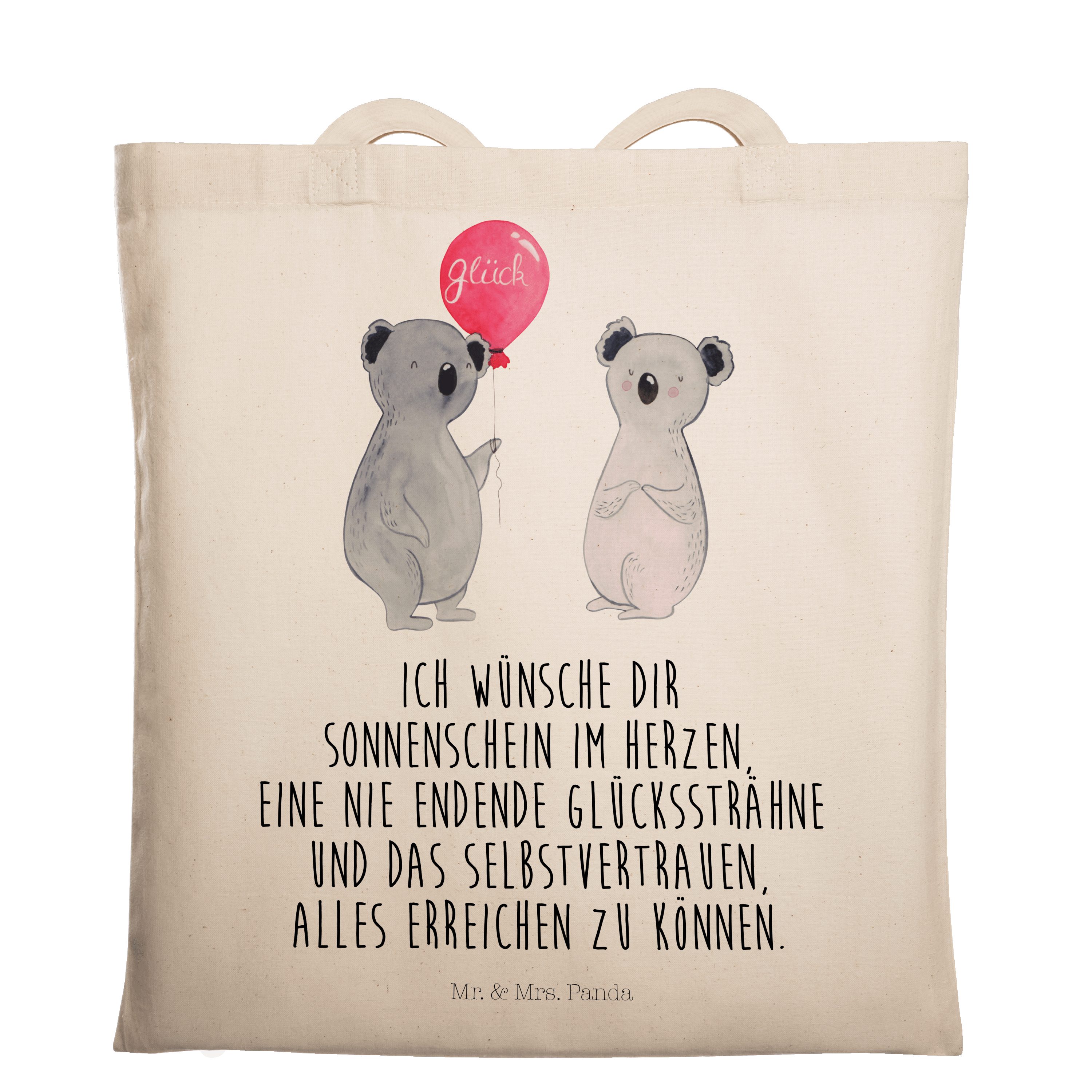 Mr. & Mrs. Panda Tragetasche Koala Luftballon - Transparent - Geschenk, Stoffbeutel, Jutebeutel, B (1-tlg)