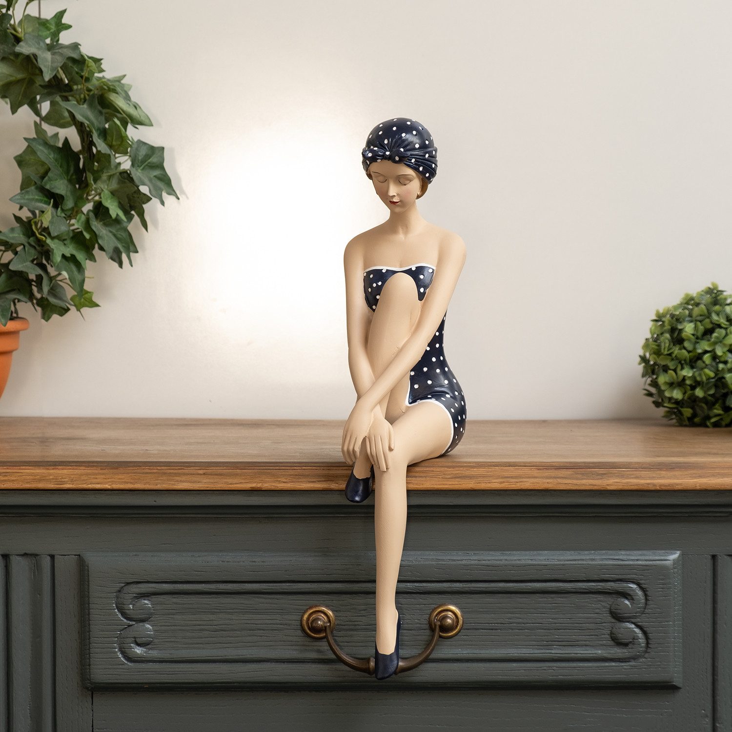 Moritz Dekofigur Retro Badefigur Dame Blau günstig online kaufen