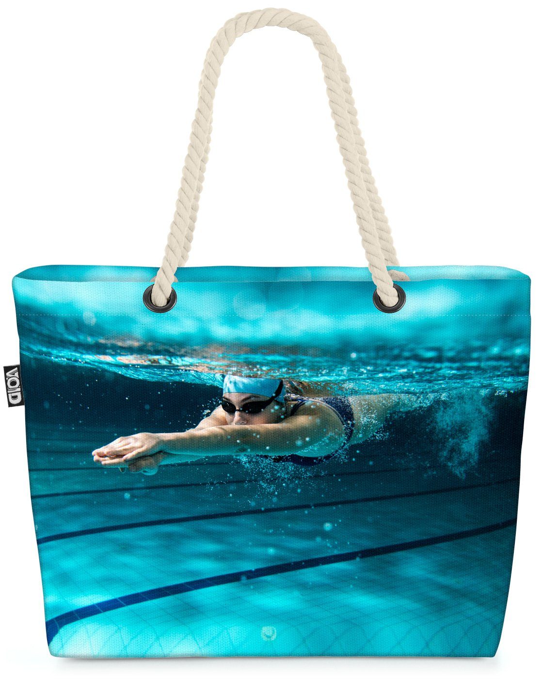 VOID Strandtasche (1-tlg), Schwimmerin Athletin Beach Bag Sport Schwimmen Schwimmbad Urlaub Pool Schwimmen