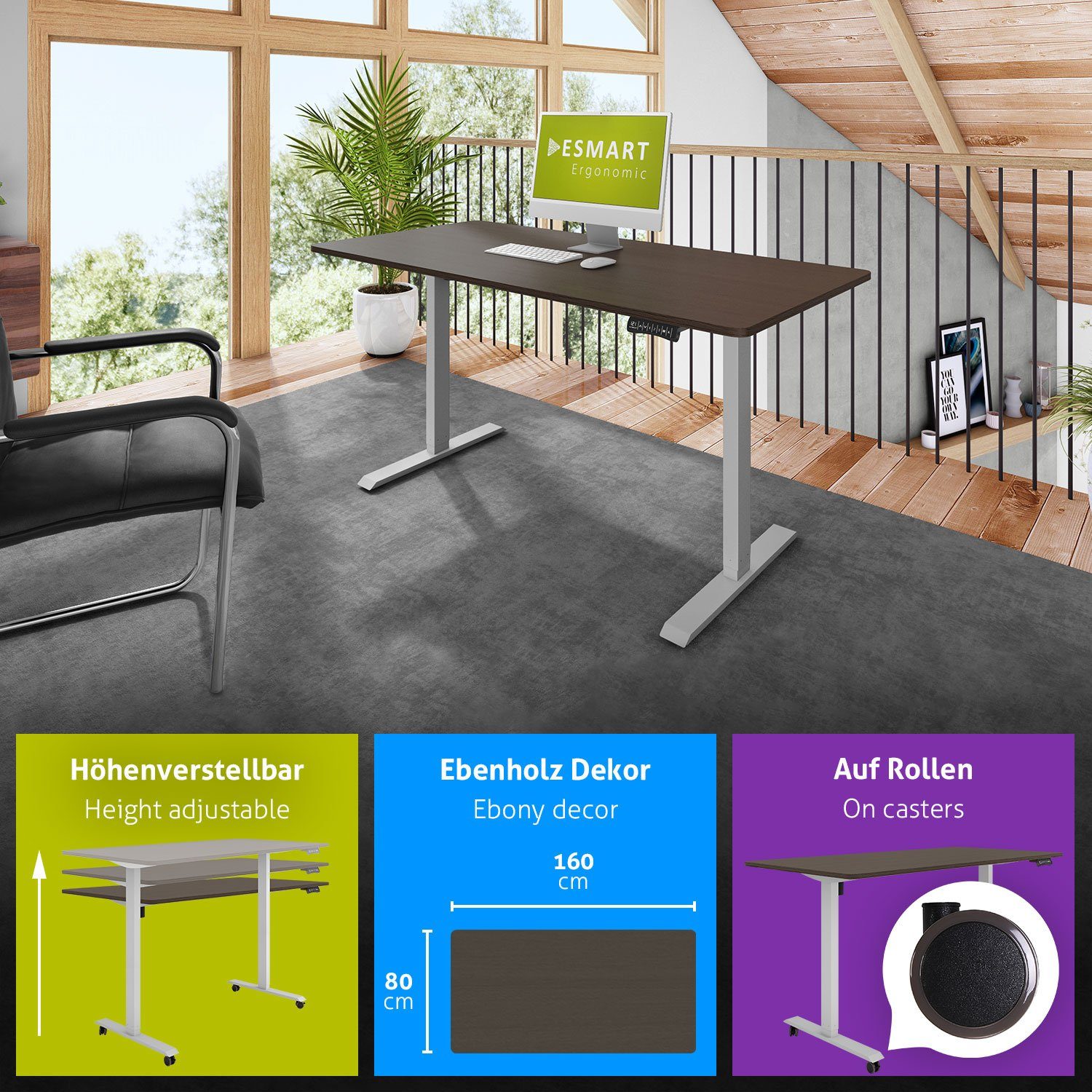 ESMART Schreibtisch ESMART Germany, ETX-121 Elektrisch günstig online kaufen