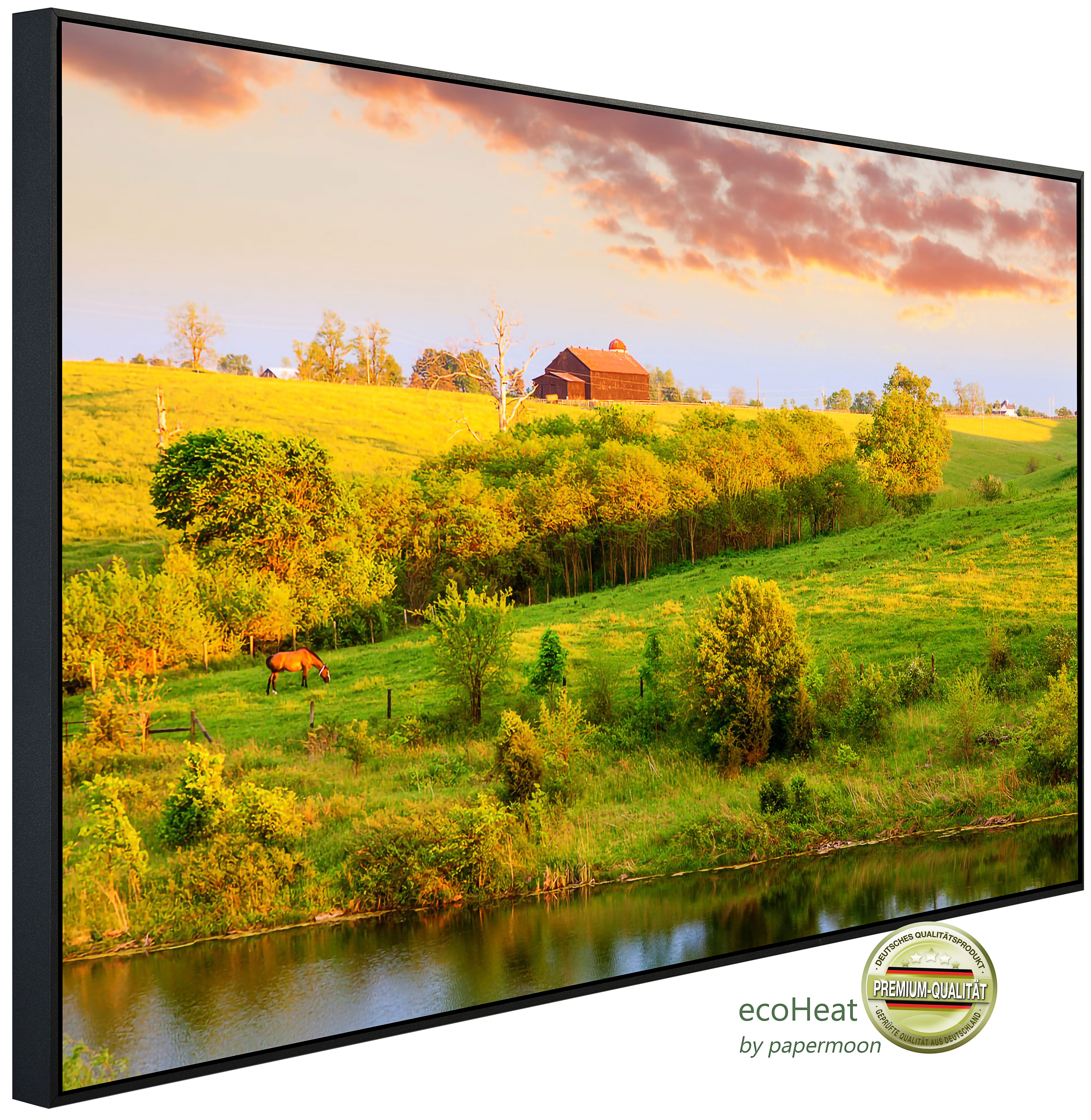 Papermoon Infrarotheizung INFRAROT-BILD-HEIZUNG, Bauernhof Landschaft, TÜV-Rheinland/GS zertifiziert, angenehme Strahlungswärme