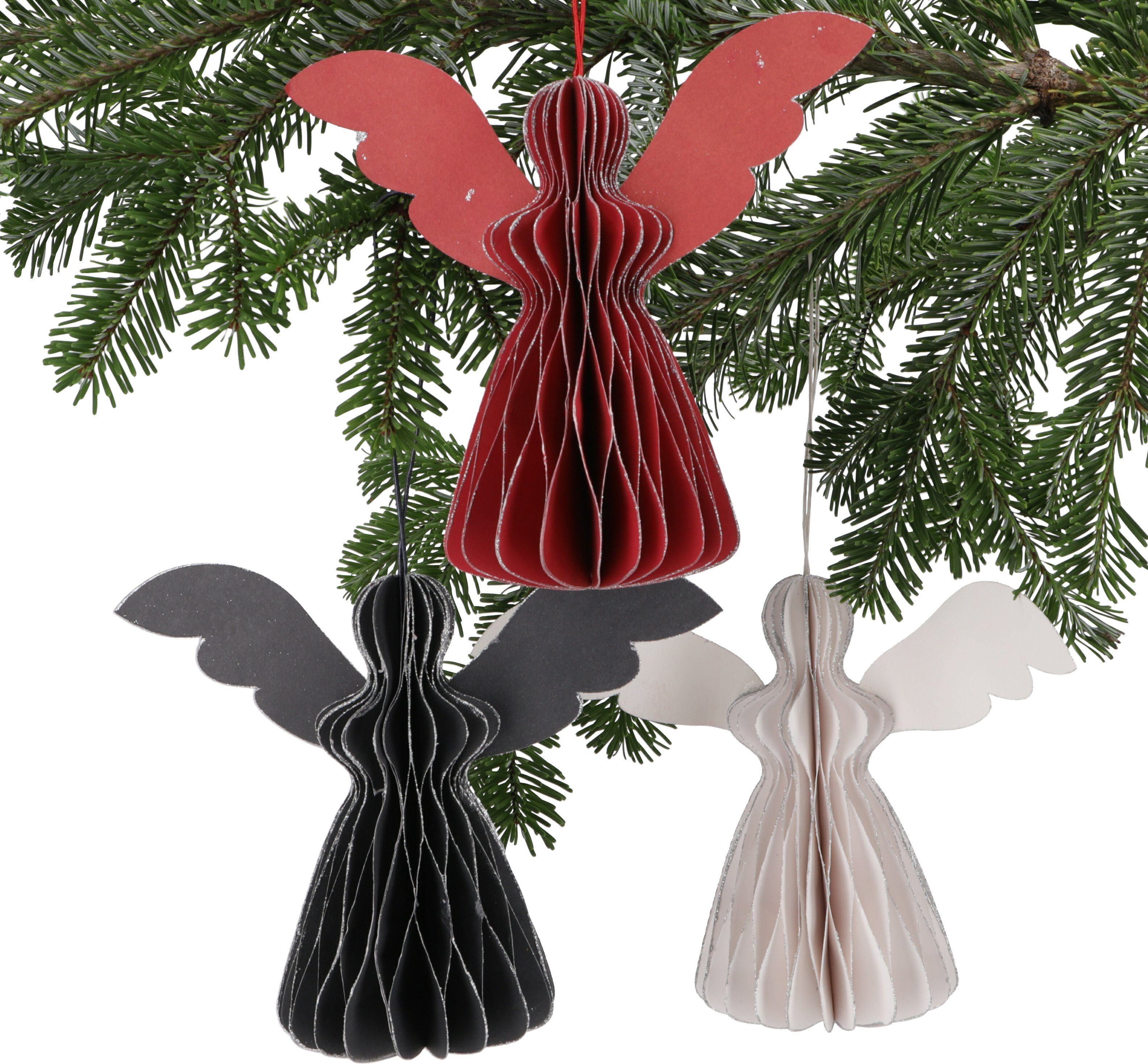 Guru-Shop Christbaumschmuck 3`er Set Weihnachtsschmuck, Weihnachts Deko aus.. Engel