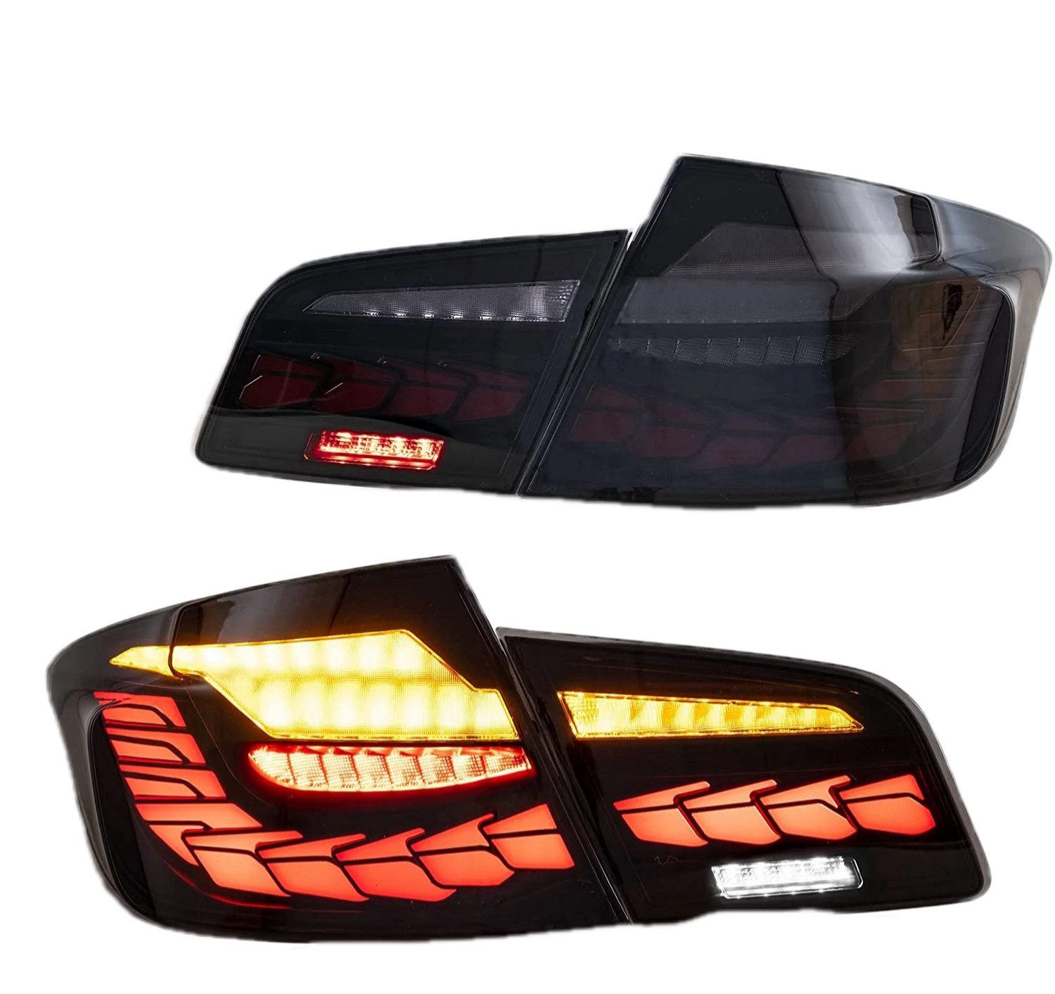 LLCTOOLS Rückleuchte Hell leuchtende LED Rückleuchte mit E-Prüfzeichen passend für BMW, 5er F10 Limousine (2010-2016), Rücklicht, Bremslicht, Nebelschlussleuchte, Blinklicht und Rückfahrlicht, Voll LED, LED fest integriert, Dynamischer Blinker, Mit Lichta