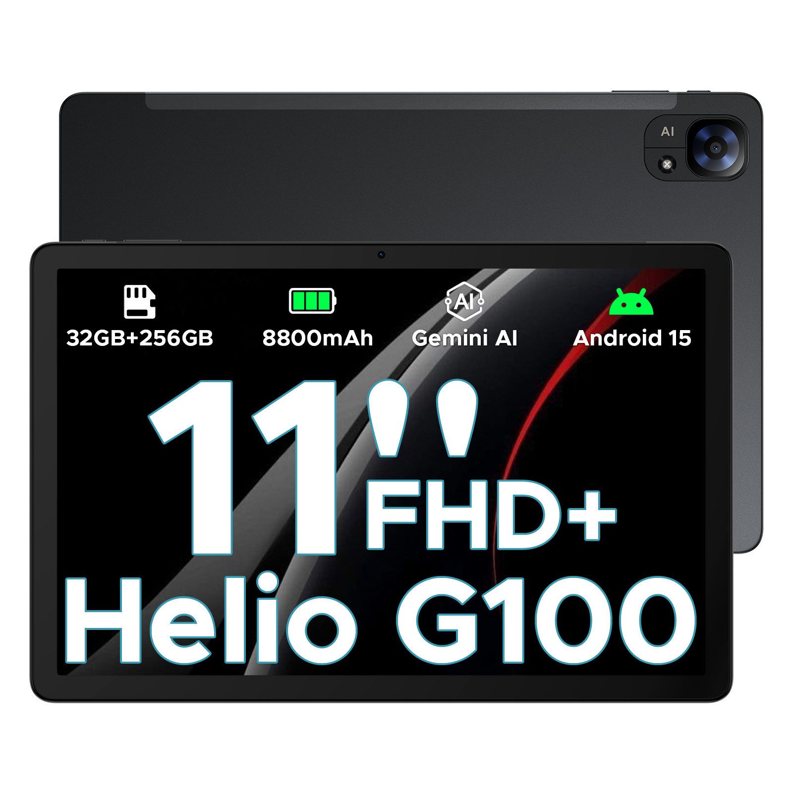 DOOGEE TAB E3 Android 15 Tablet mit SIM Card Slot, 11 Zoll Tablet (11", 256 GB, Android 15, 4G, Gemini AI, Dual 4G LTE+5G WiFi, 3,5mm Audio/GPS/Face ID/OTG)