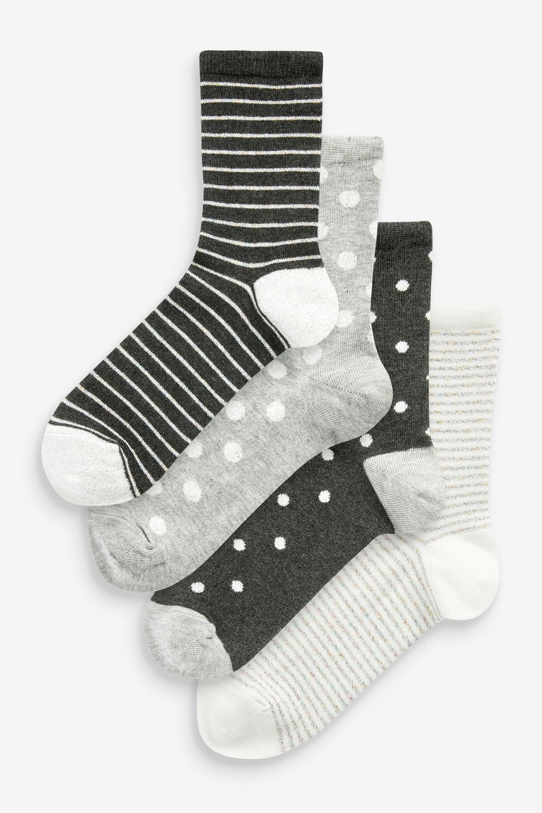 Punkten Kurzsocken und mit Next (1-Paar) Streifen 5er-Pack Glitzer-Söckchen