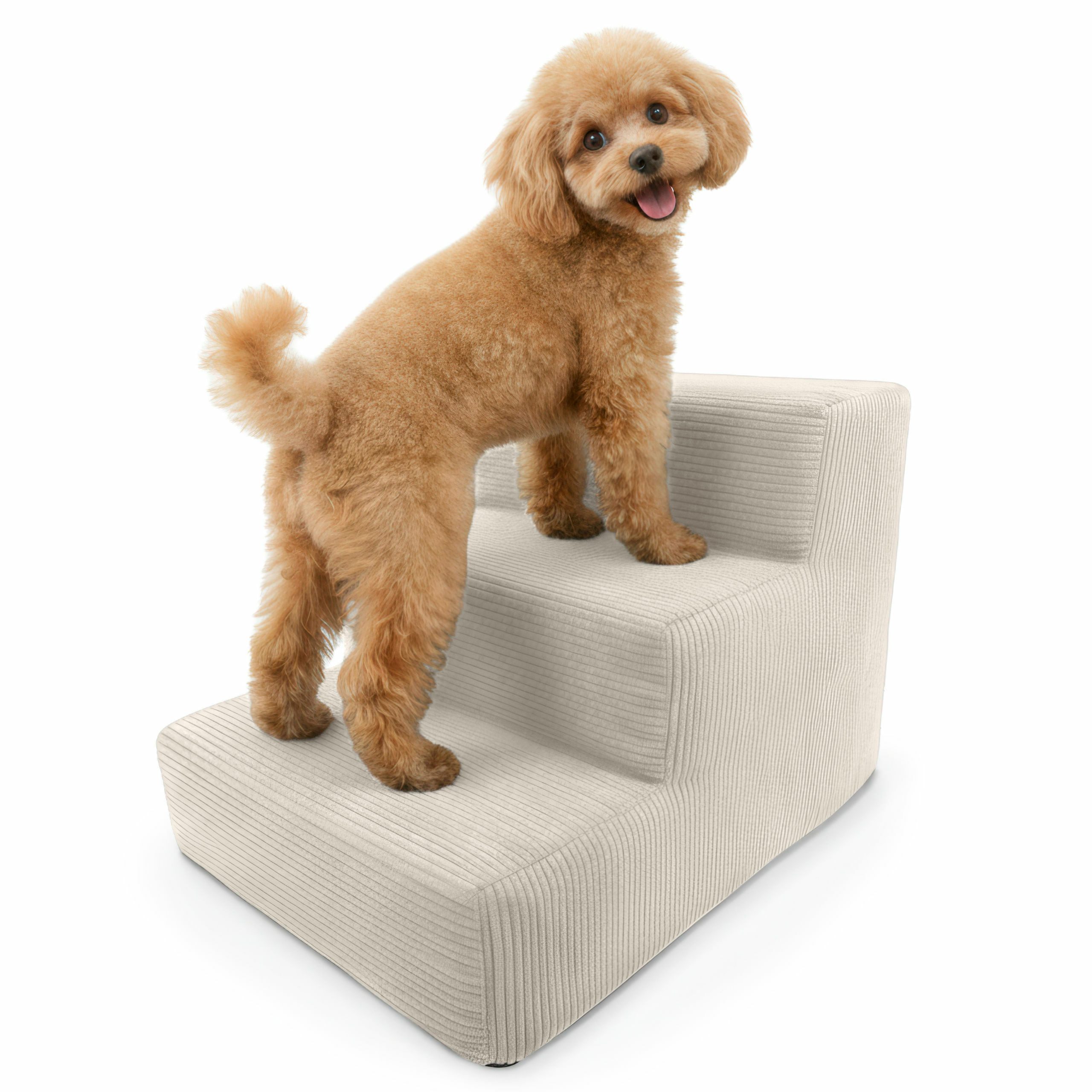 Muralo Haustiertreppe Hundetreppe für Kleine Hunde (1-St), 3 Stufen, Belastbar bis 17 kg, Cord Stoff Bezug, Waschbar
