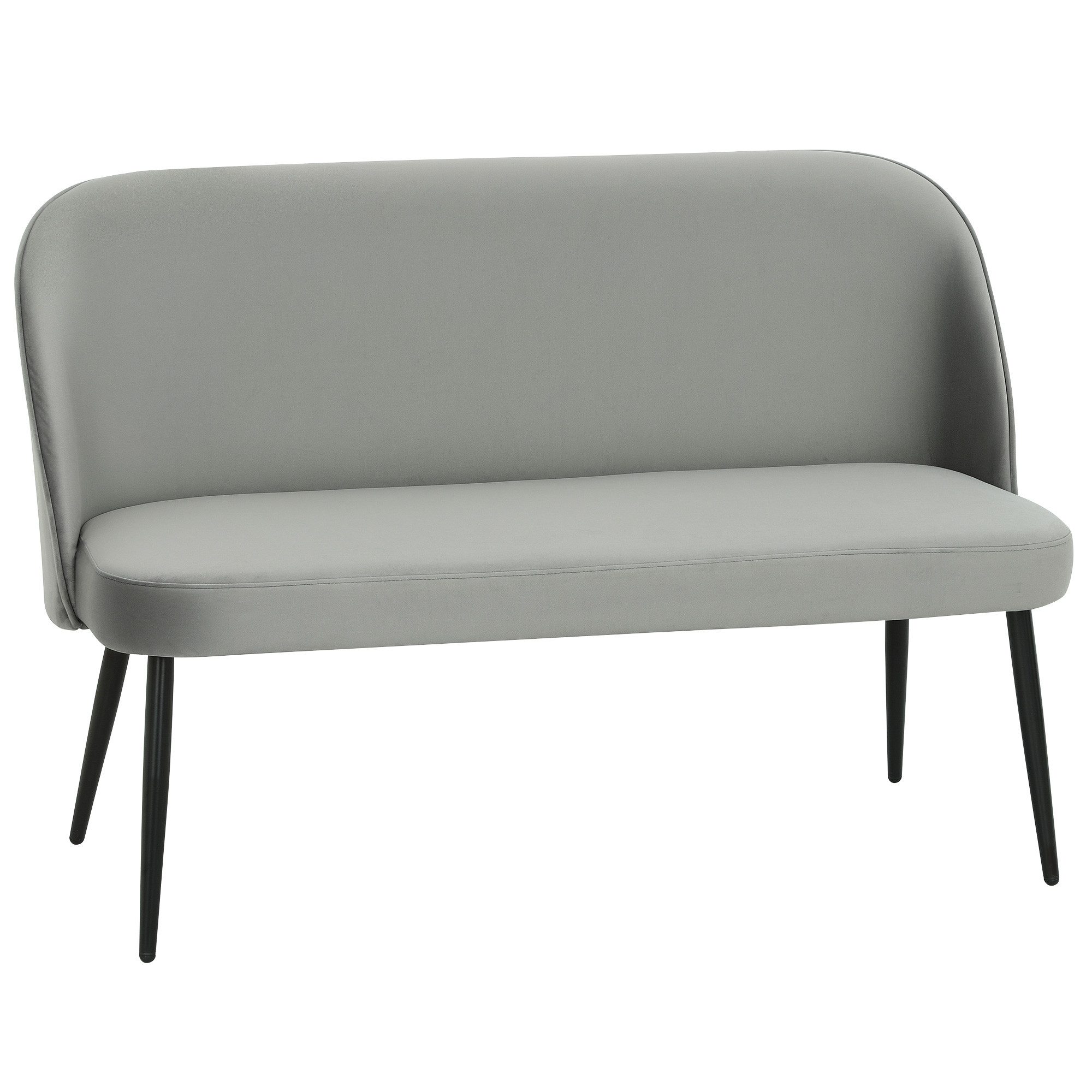 HOMCOM 2-Sitzer Sofa mit geschwungener Rückenlehne, modernes Loungesofa., Couch 1 Teile, samtartiger Stoffbezug, Grau