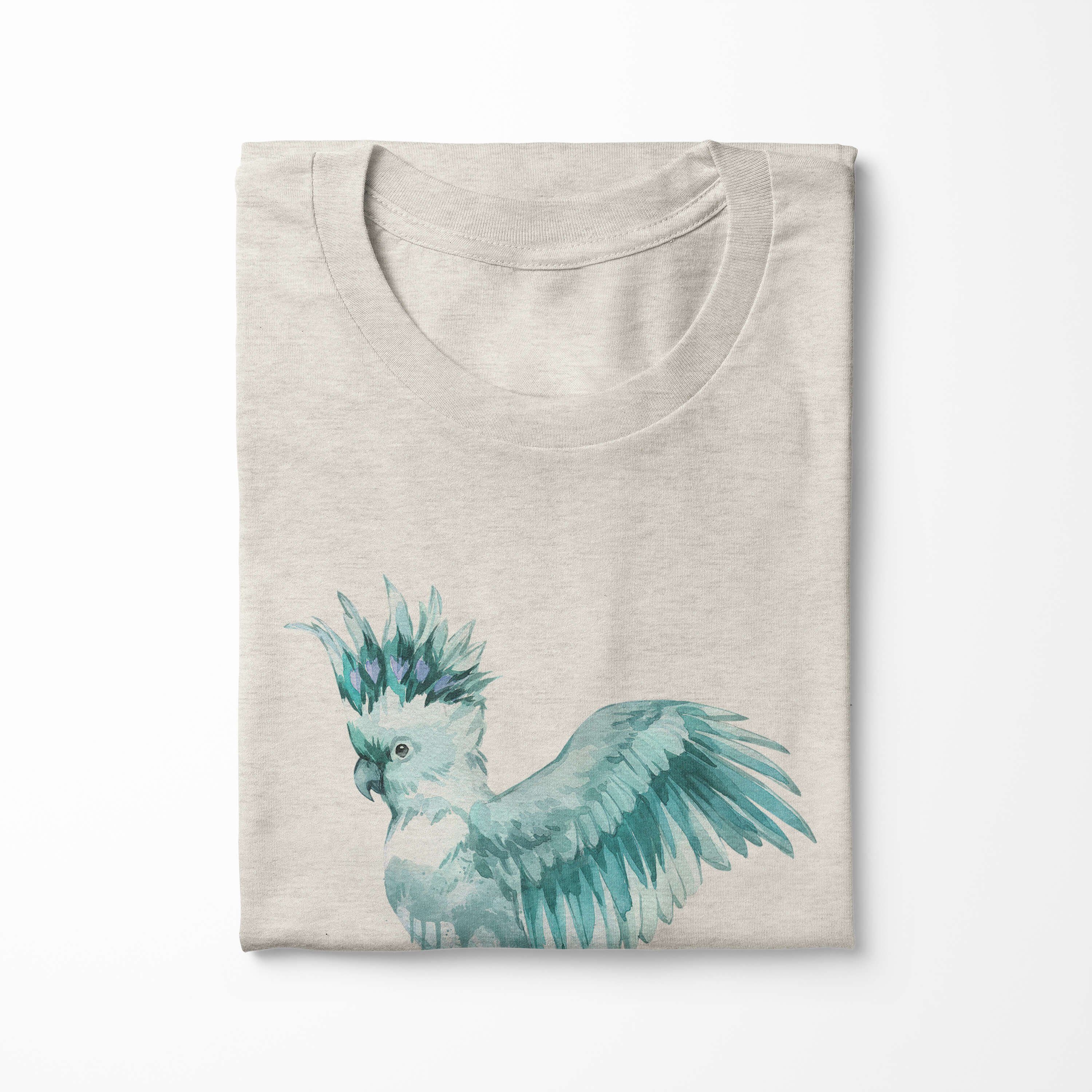 Herren Art T-Shirt Motiv Shirt Aquarell Farbe Sinus Nachhaltig T-Shirt Bio-Baumwolle Ökomode (1-tlg) Papagei Organic