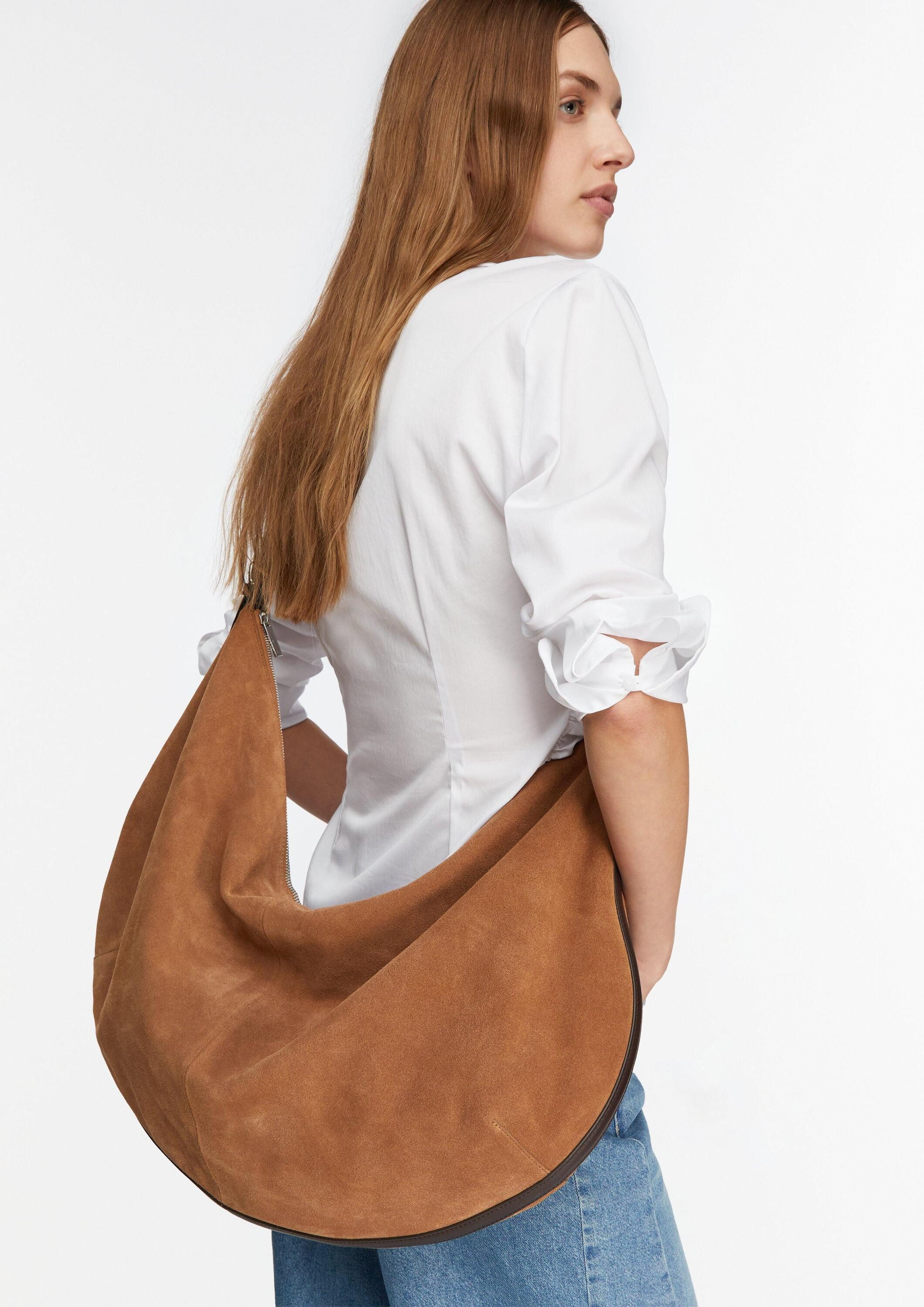 comma Handtasche Tasche, XXL Statement-Hobo-Bag aus weichem Veloursleder