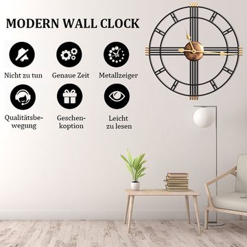 Jioson Wanduhr anduhr 50cm Moderne einfache Wohnzimmer Wanduhr, Eisen Stumme Uhr (Geräuschloses Uhrwerk, einfache Montage)