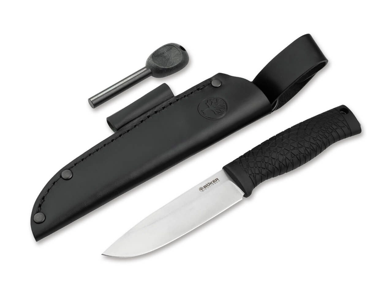 Böker Manufaktur Solingen Universalmesser Böker Solingen Bronco Feststehendes Messer mit TPE Griff, (1 St), Kohlenstoffstahlklinge, Scheide inklusive