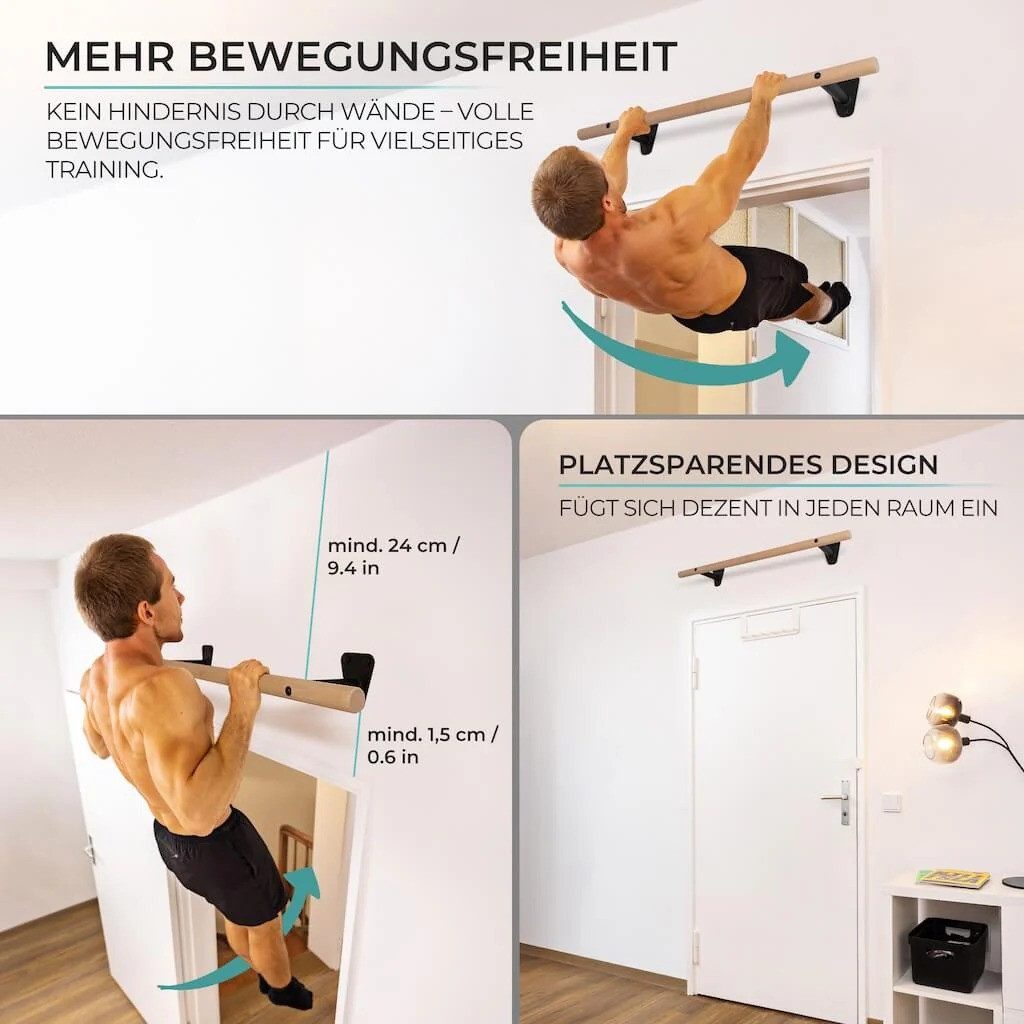 Pullup & Dip Klimmzugstange Holz Klimmzugstange zur Wandmontage über Türrahmen (1-tlg)