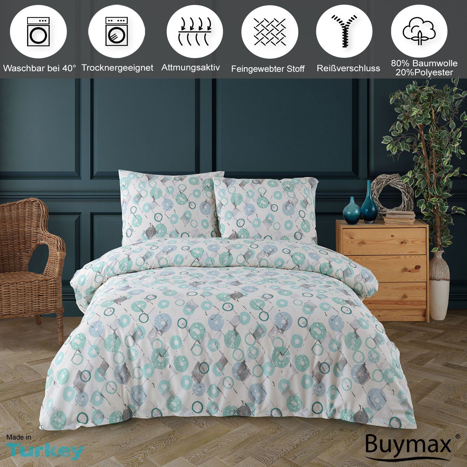 Buymax Bettwäsche Ariadne, Baumwollmischung, 3 teilig, Bettbezug-Set 200x22 günstig online kaufen