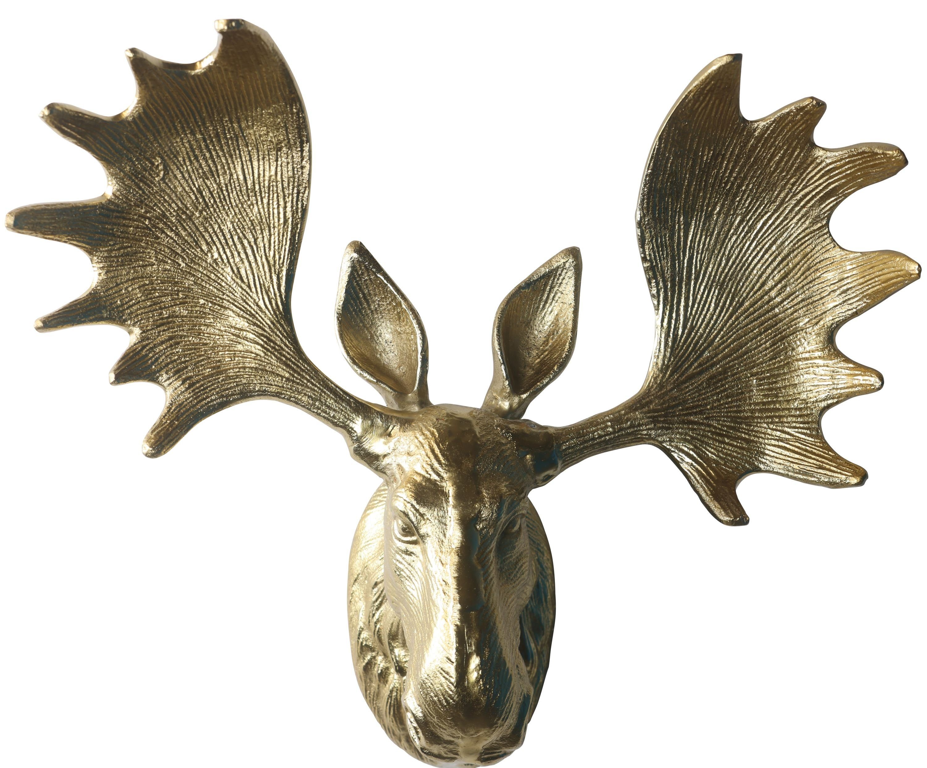 Dekogeweih Deko Geweih Elchkopf "gold" Größe: M Wandfigur Elchgeweih Skulptur
