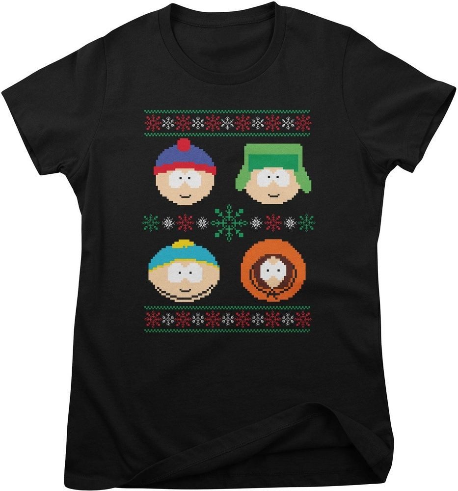 South Park T-Shirt South Park 8-bit Christmas Pattern Girly Tee