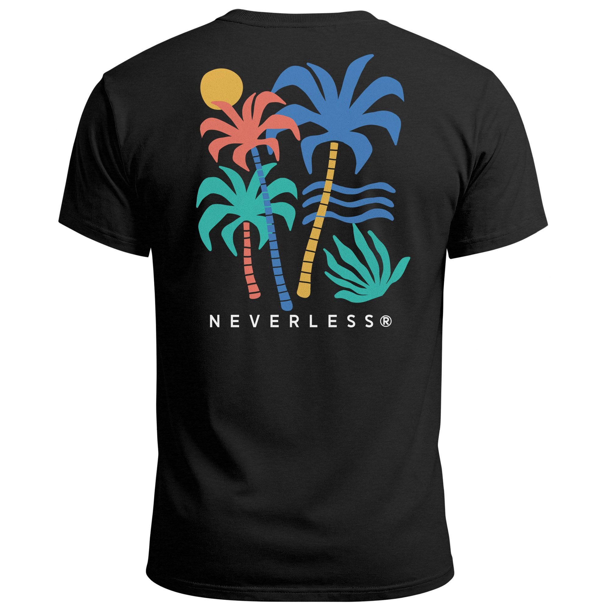 Neverless Print-Shirt Herren T-Shirt mit buntem Palmen Print – Sommer Streetwear mit Print