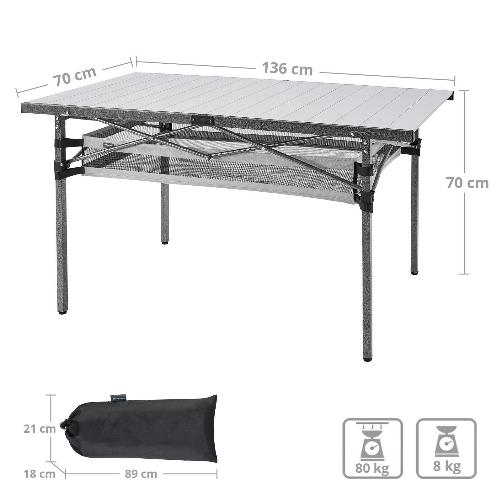 KingCamp Campingtisch Campingtisch Camping Rolltisch - Klapptisch Garten