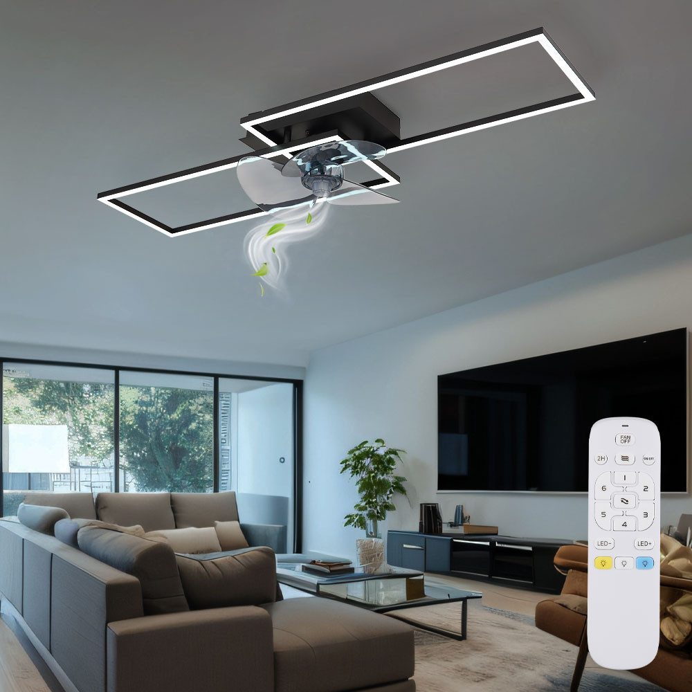 GLOBO LIGHTING Deckenventilator, LED Deckenventilator Schlafzimmerlampe dimmbar Fernbedienung L 90 cm
