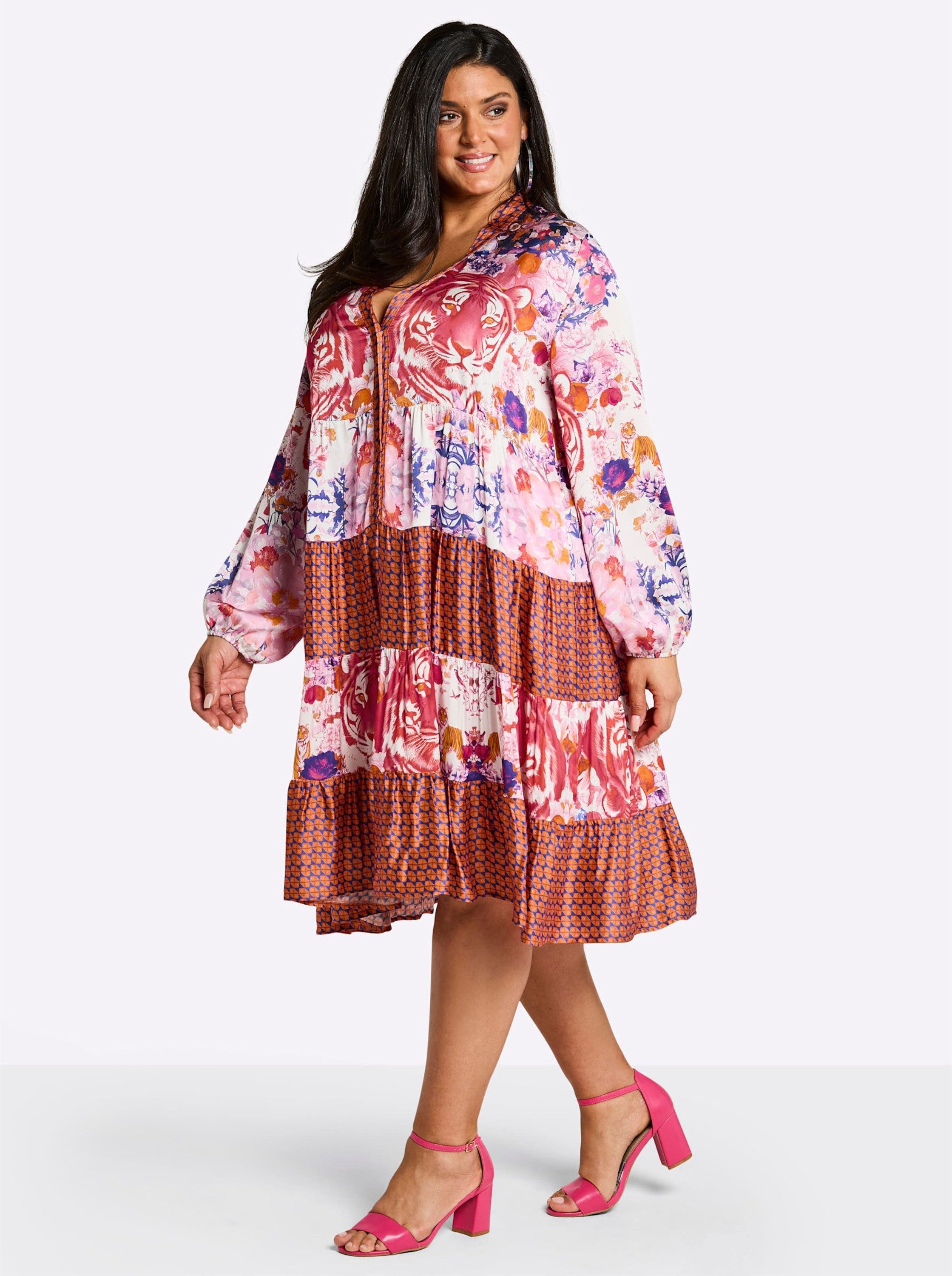 Sheego Etuikleid Kleid Langarm