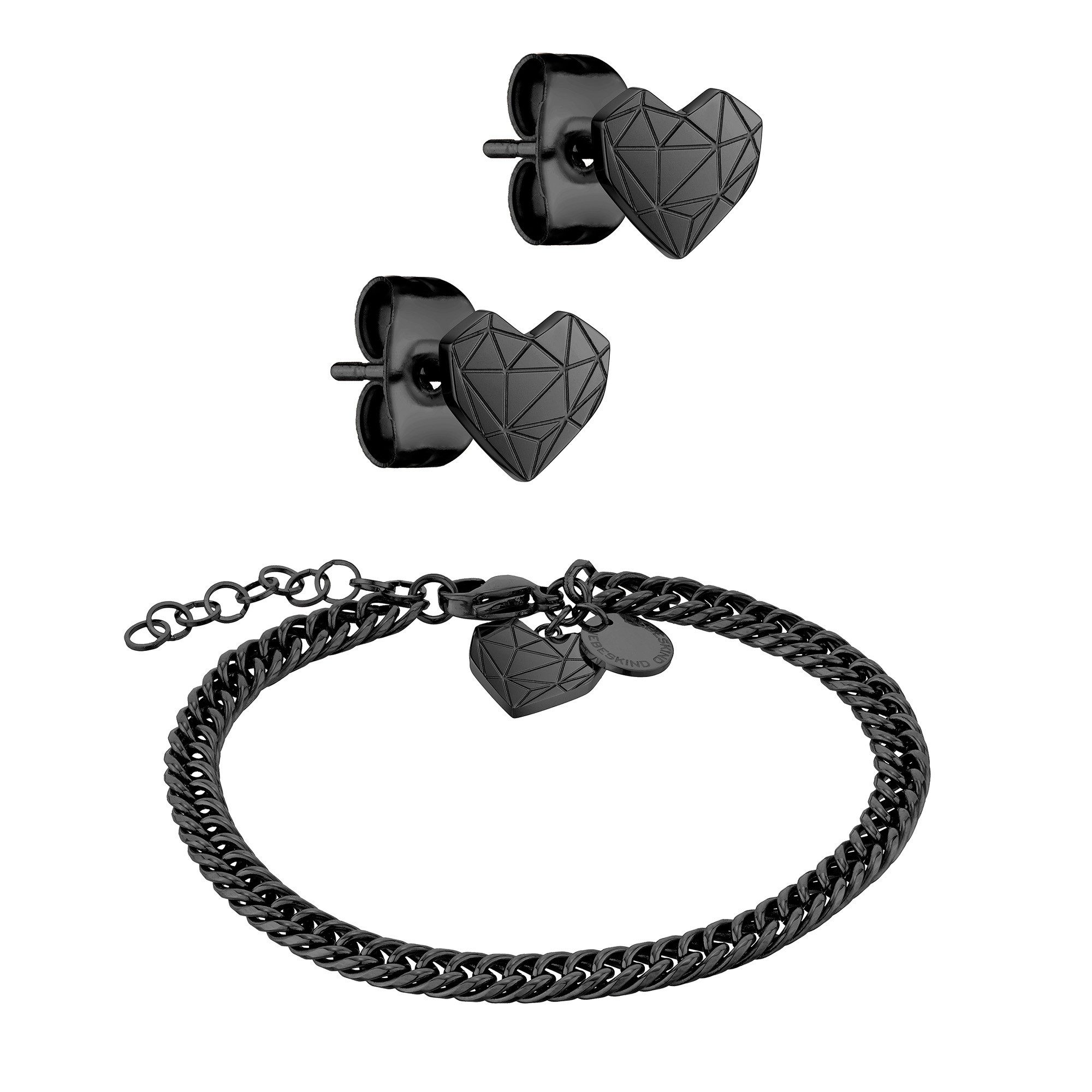Schmuckset Broken Heart Black Edelstahl
