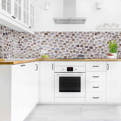 Bilderdepot24 Küchenrückwand braun dekor 3D-Optik Muster Steinoptik Landhaus Andalusische Mauer, (1-tlg., Nischenrückwand - für Fliesenspiegel ohne Bohren - matt), Spritzschutz Rückwand Küche Herd - Folie selbstklebend versch. Größen
