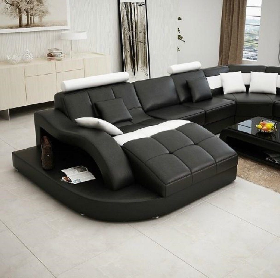 JVmoebel Ecksofa Designer Wohnlandschaft U-Form Couch Polster Europe Made in Ecksofa Schwarz/Weiß Garnitur