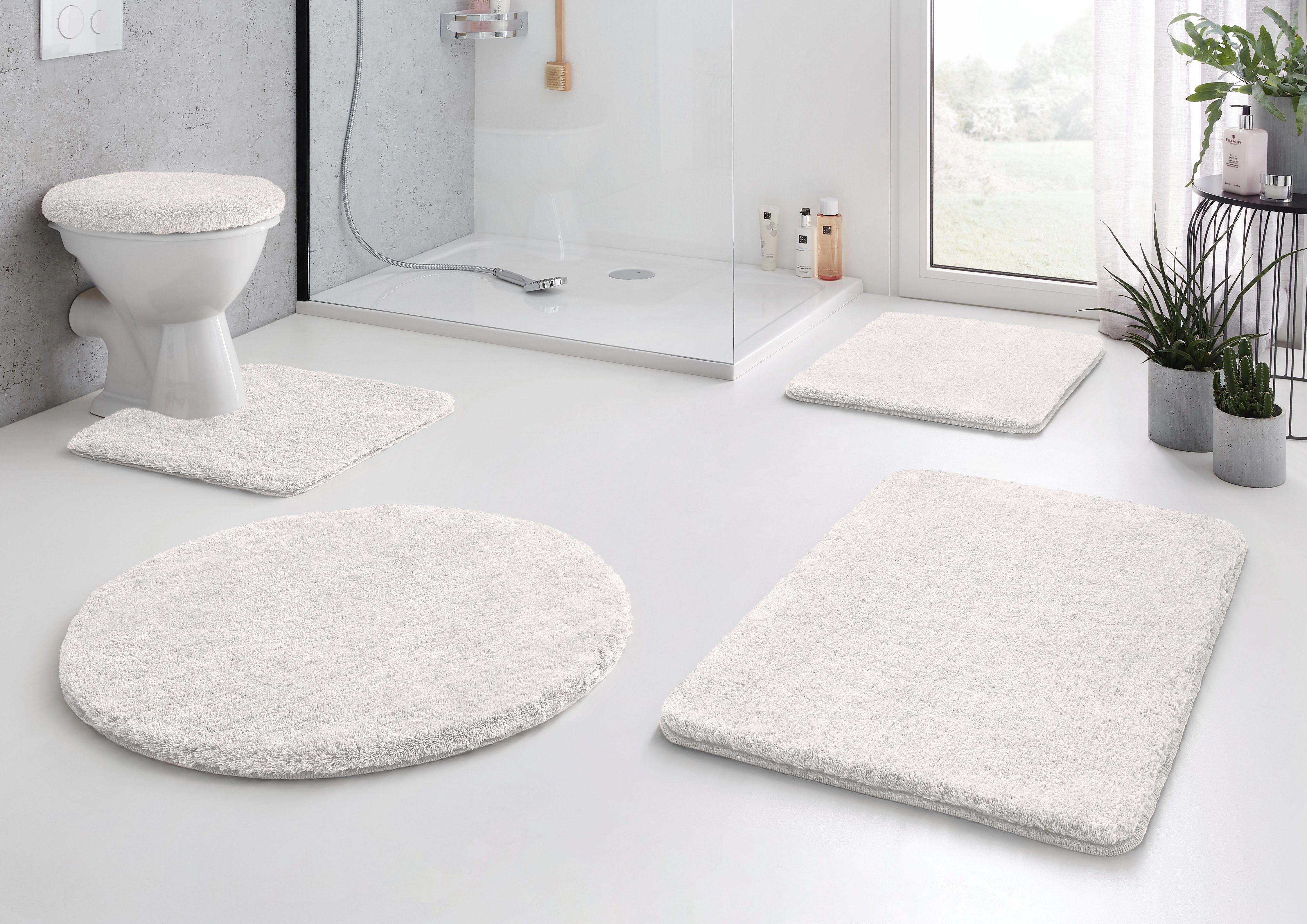 Kleine Wolke Badematte RELAX, Badvorleger, Badezimmer Teppich, Höhe 30 mm, rutschhemmend beschichtet, fußbodenheizungsgeeignet, Polyacryl, WC-Deckelbezug, WC-Deckelbezug, Badteppich, meliert, rechteckig, rund & als Set erhältlich