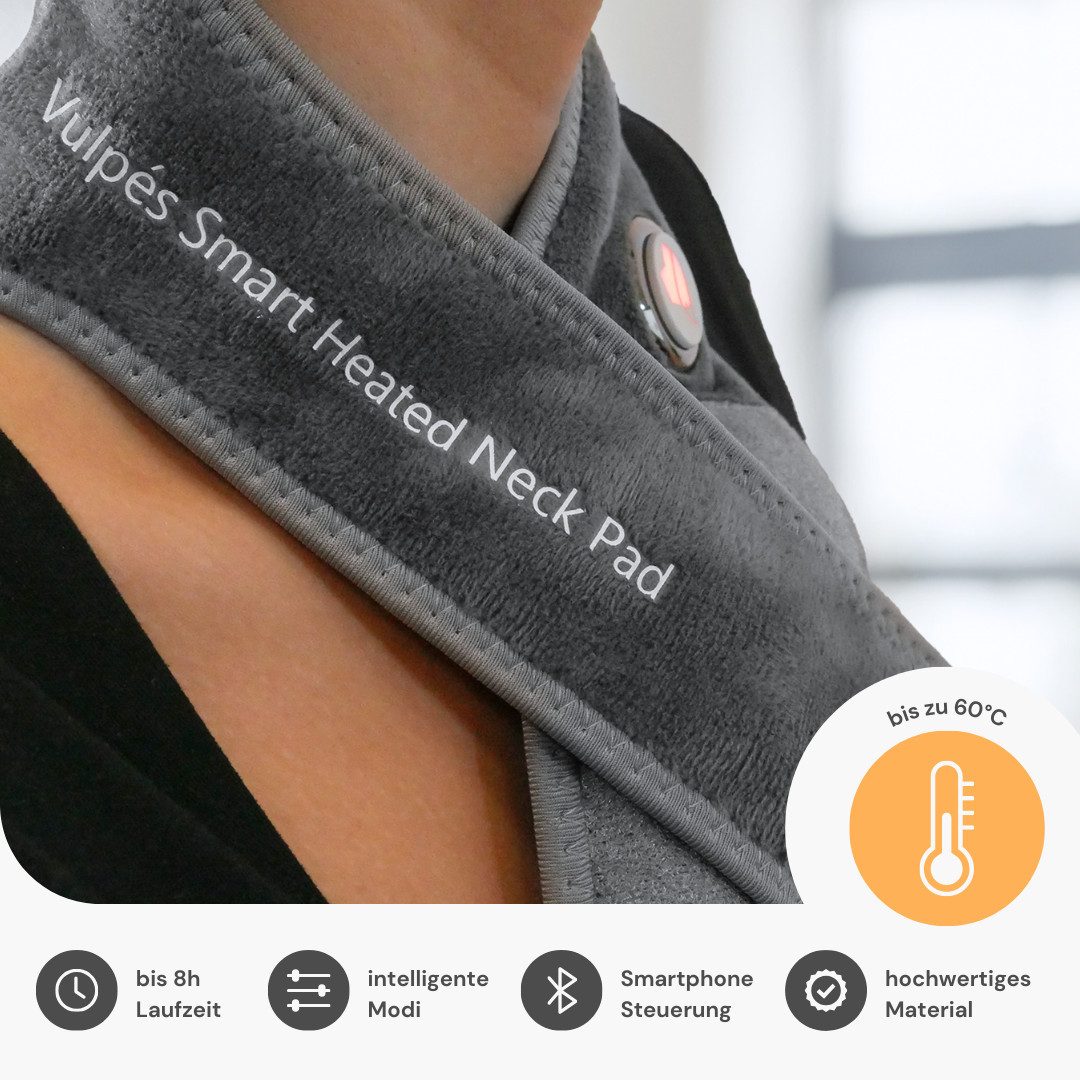 Vulpés Nackenkissen NeckPad Pro - Kabelloses beheizbares Nackenkissen, Set, Kabellos & Mobil, Smartphone Steuerung, Timer, Infrarot-Wärme (FIR)