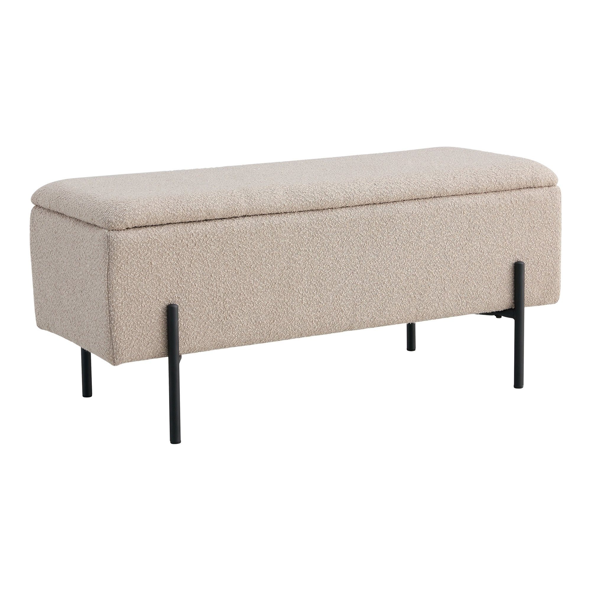 House Nordic Truhenbank Watford, in Beige, Stoff - 95x46x36,5cm (BxHxT) günstig online kaufen