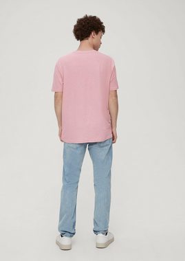 QS Kurzarmshirt T-Shirt aus Leinenmix Label-Patch
