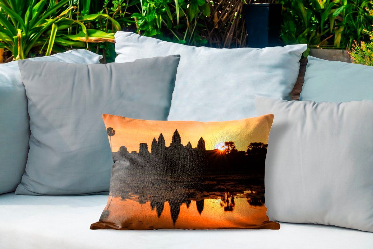 Kissenhülle Himmel Outdoor-Dekorationskissen, Angkor Kambodscha, Polyester, Roter MuchoWow in Dekokissenbezug, Wat Dekokissen dem über