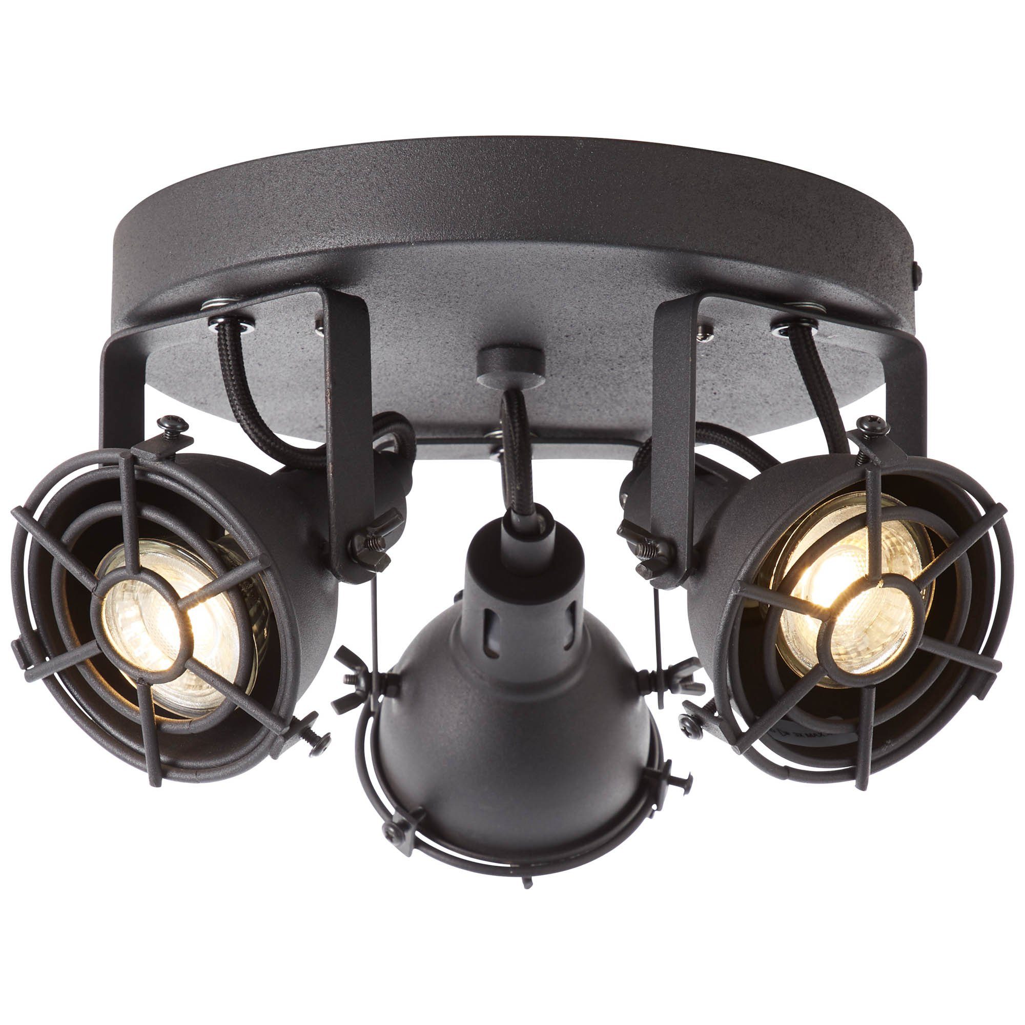Brilliant Deckenleuchte korund 3flg Jesper LED-PAR51, Spotrondell Lampe 3x Jesper, LED schwarz 3000K, GU10
